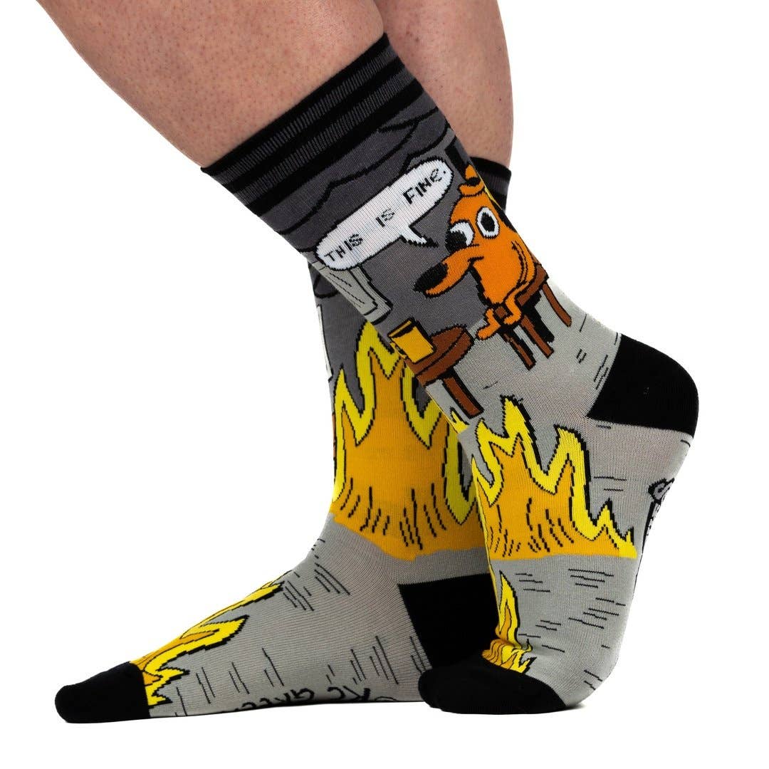 This is Fine: Noir Edition Socks