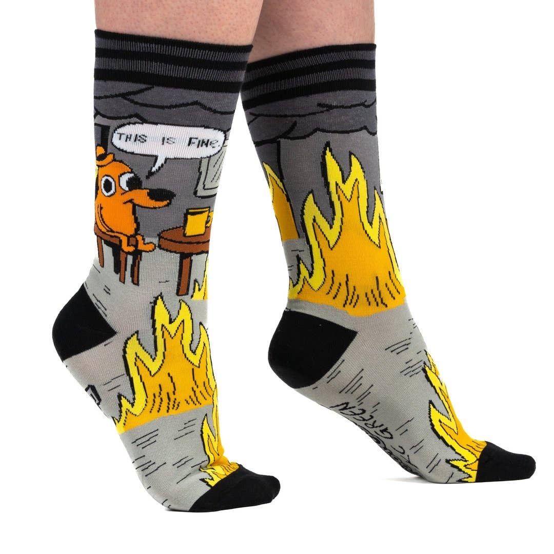 This is Fine: Noir Edition Socks