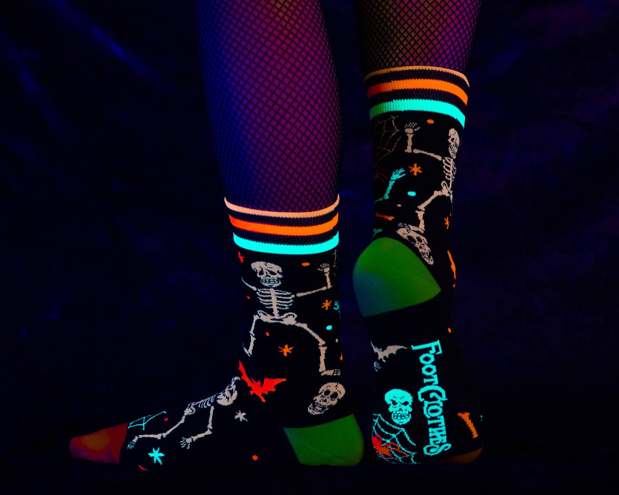 Rave Skeletons UV Reactive Socks