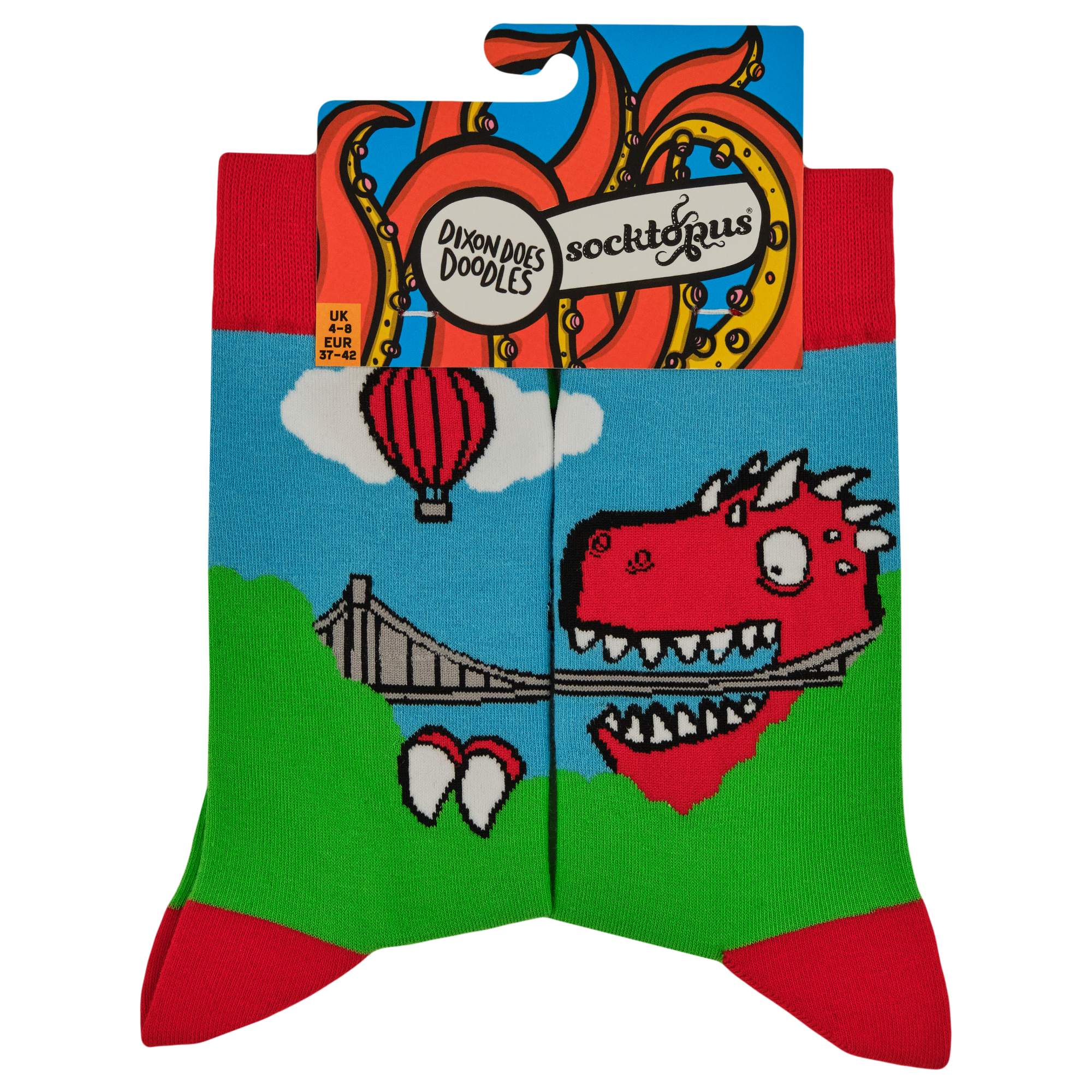 Dixon Does Doodles - Bristol Dino Bridge Socks (XS-SIZE)