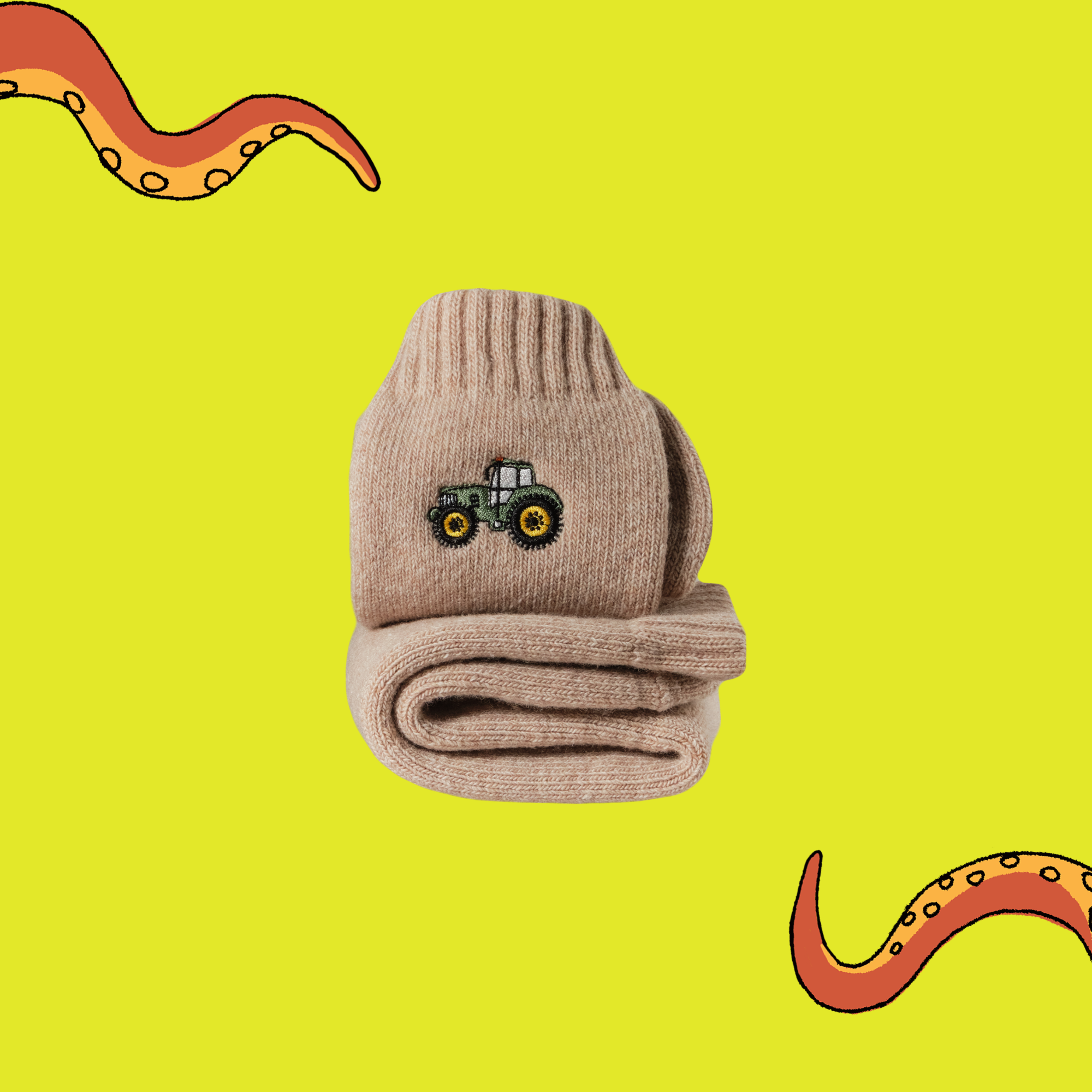 Tractor Embroidered Boot Socks