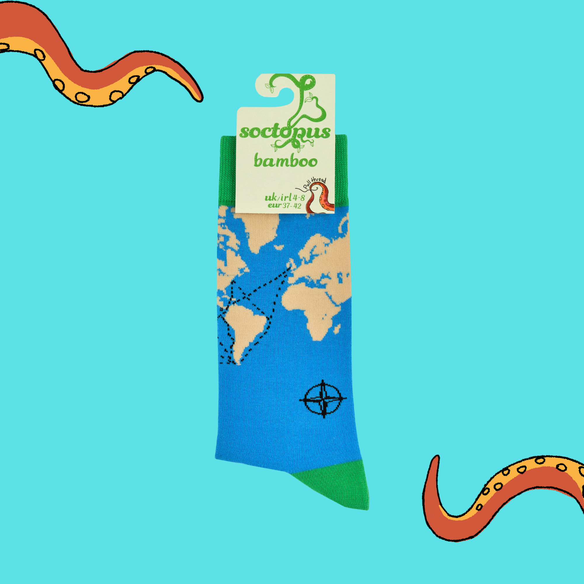World Map Bamboo Socks