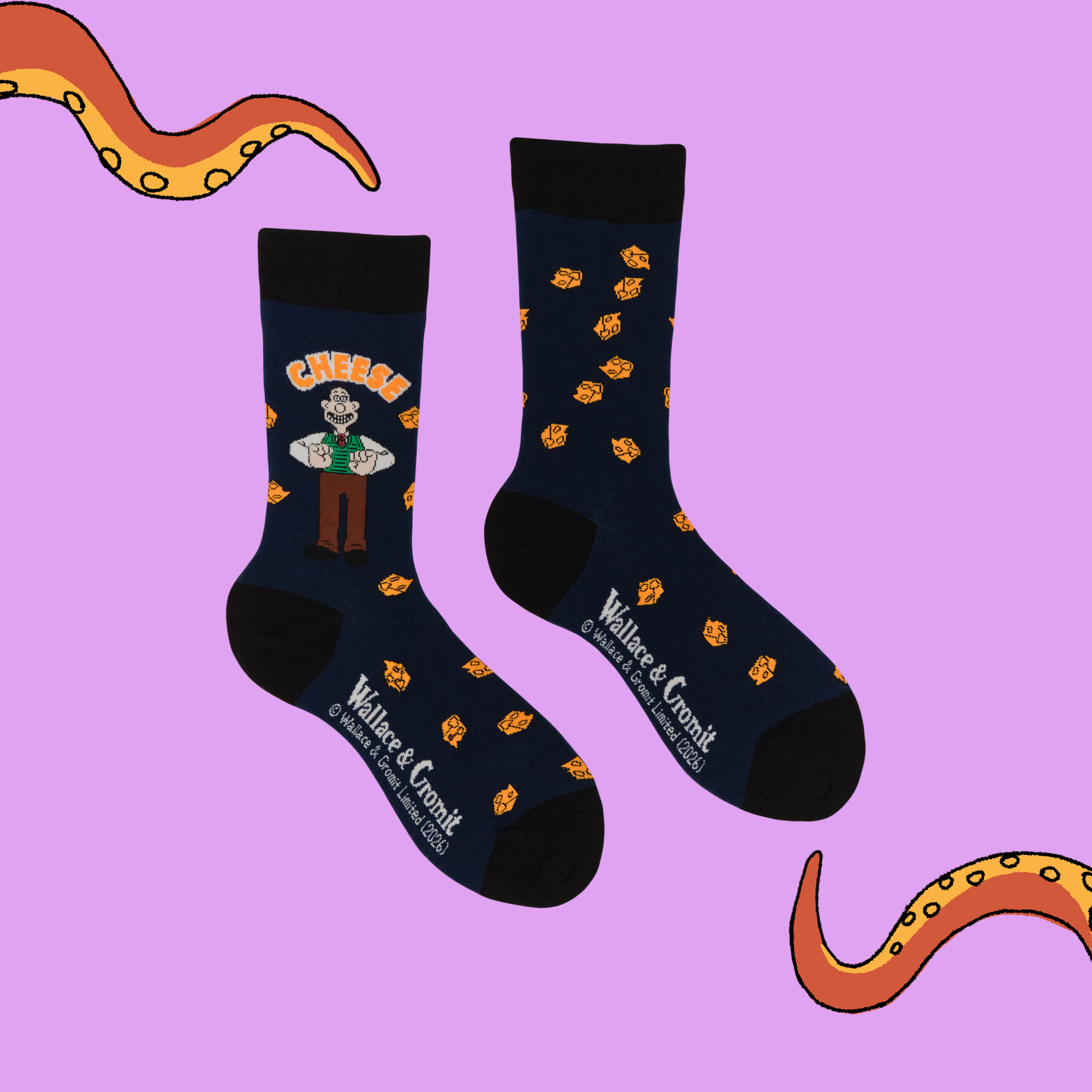 Wallace Cheese Socks - Wallace and Gromit