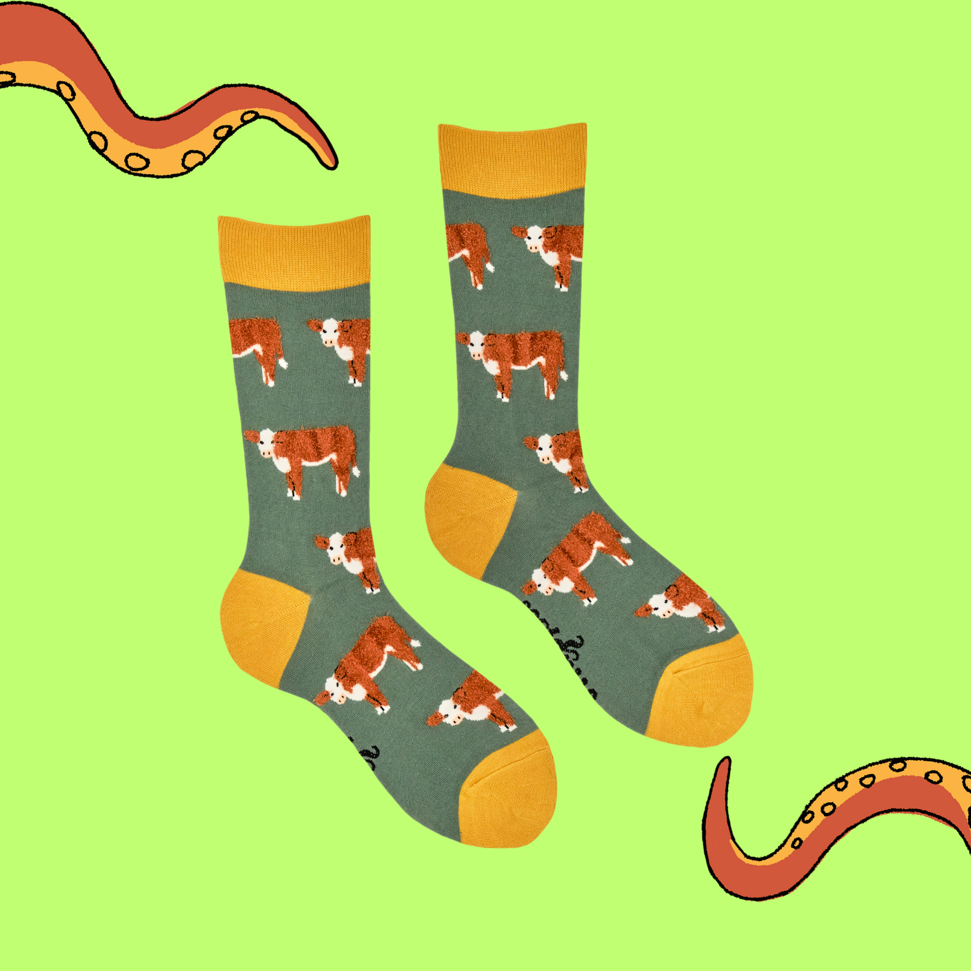 Fluffy Hereford Cow Socks