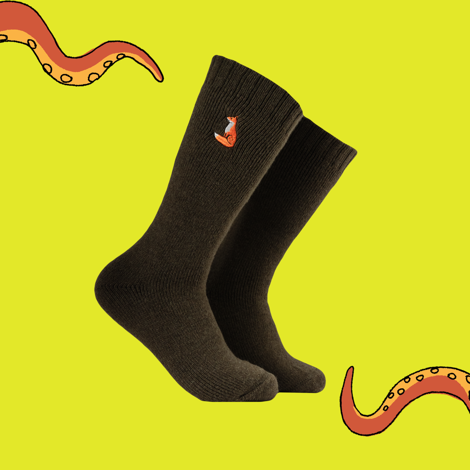 Fox Embroidered Boot Socks