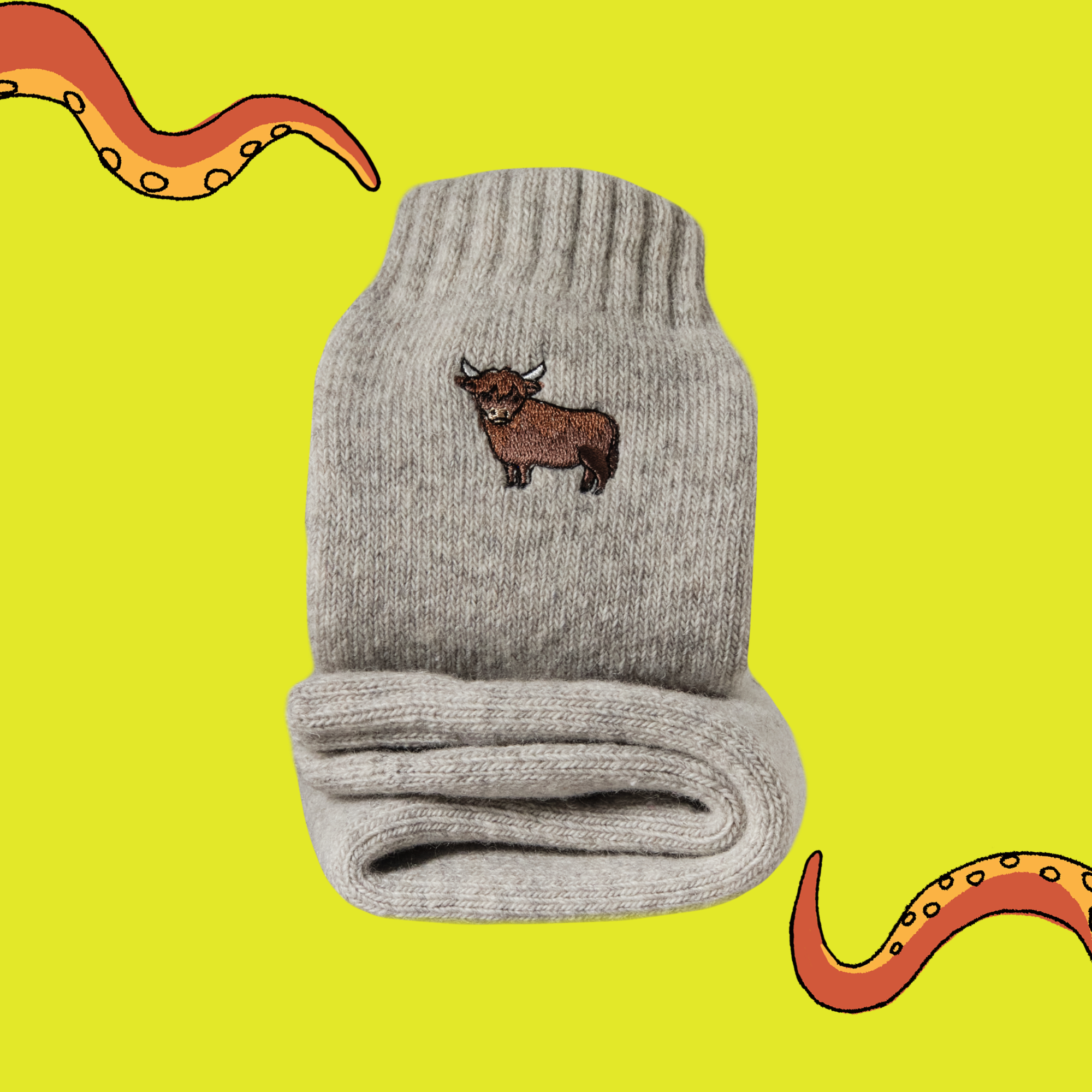 Highland Cow Embroidered Boot Socks