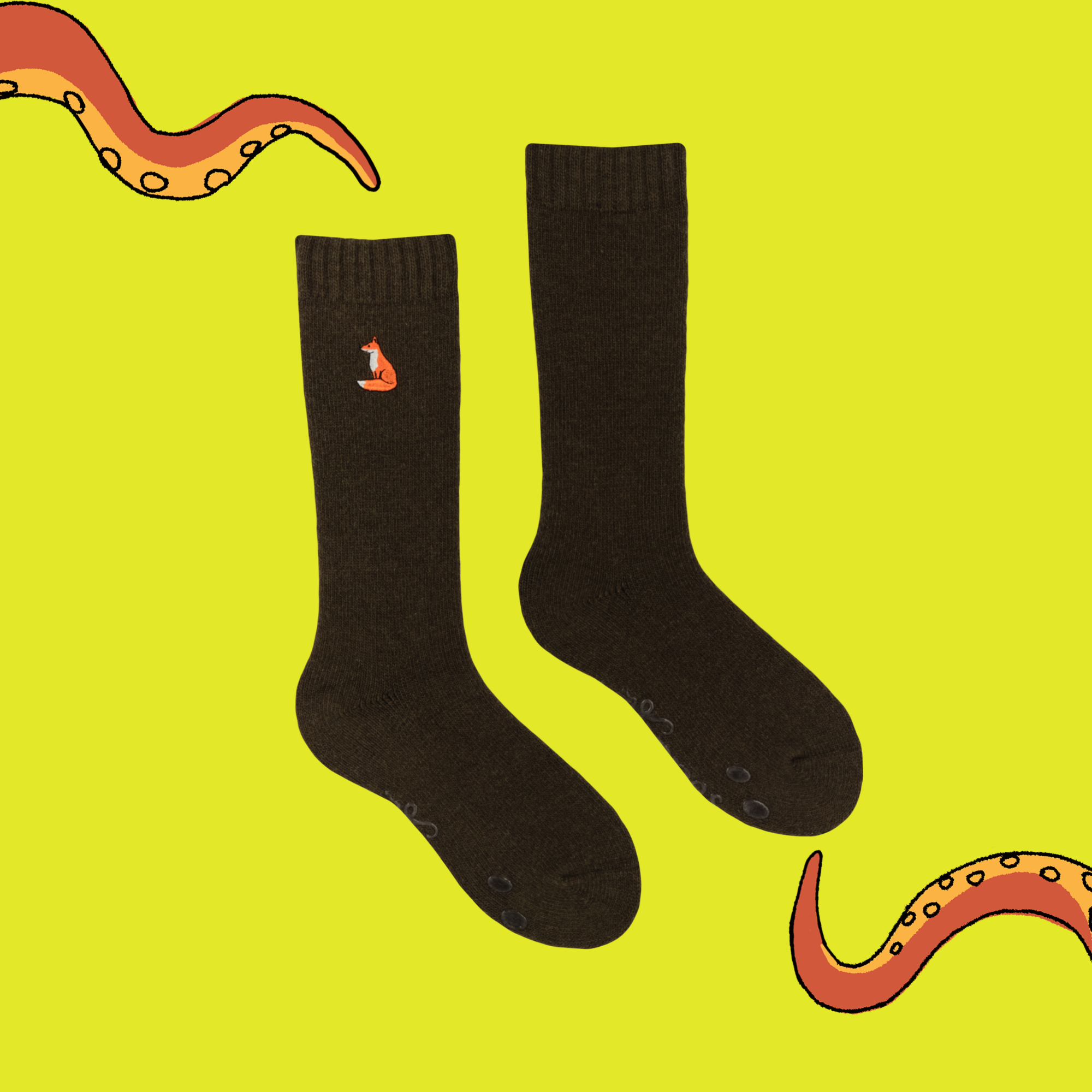 Fox Embroidered Boot Socks