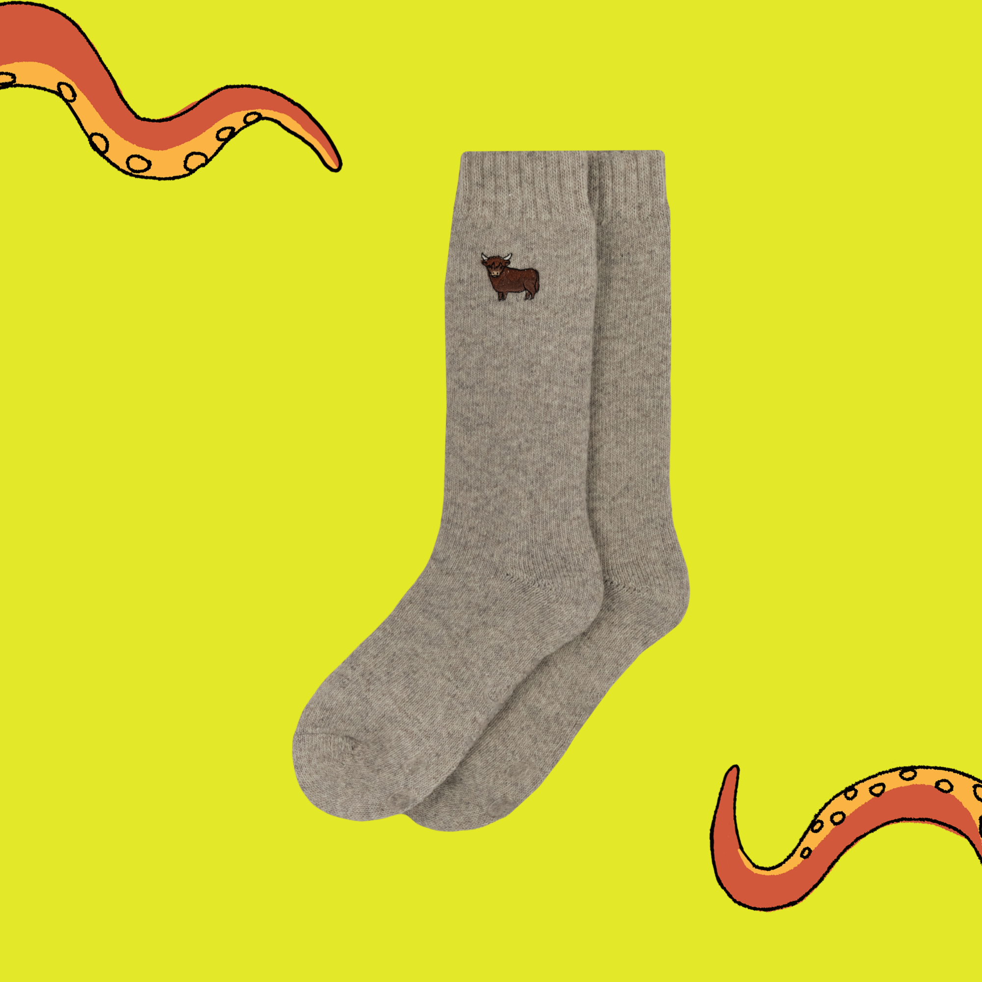 Highland Cow Embroidered Boot Socks