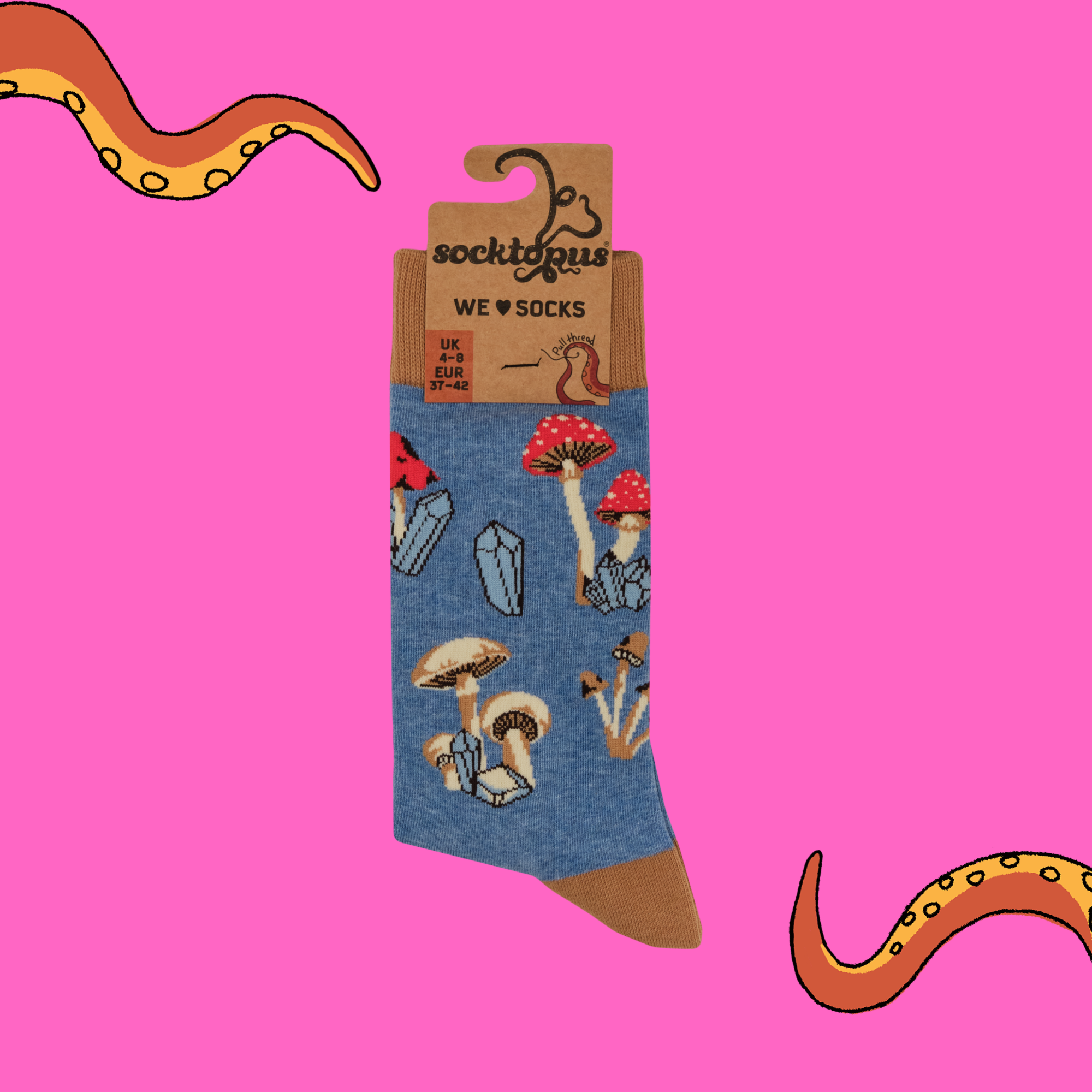 Crystals and Mushrooms Socks - Good Vibes and Fun-Gis