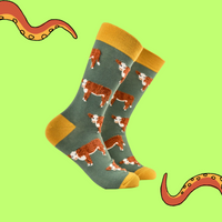 Fluffy Hereford Cow Socks