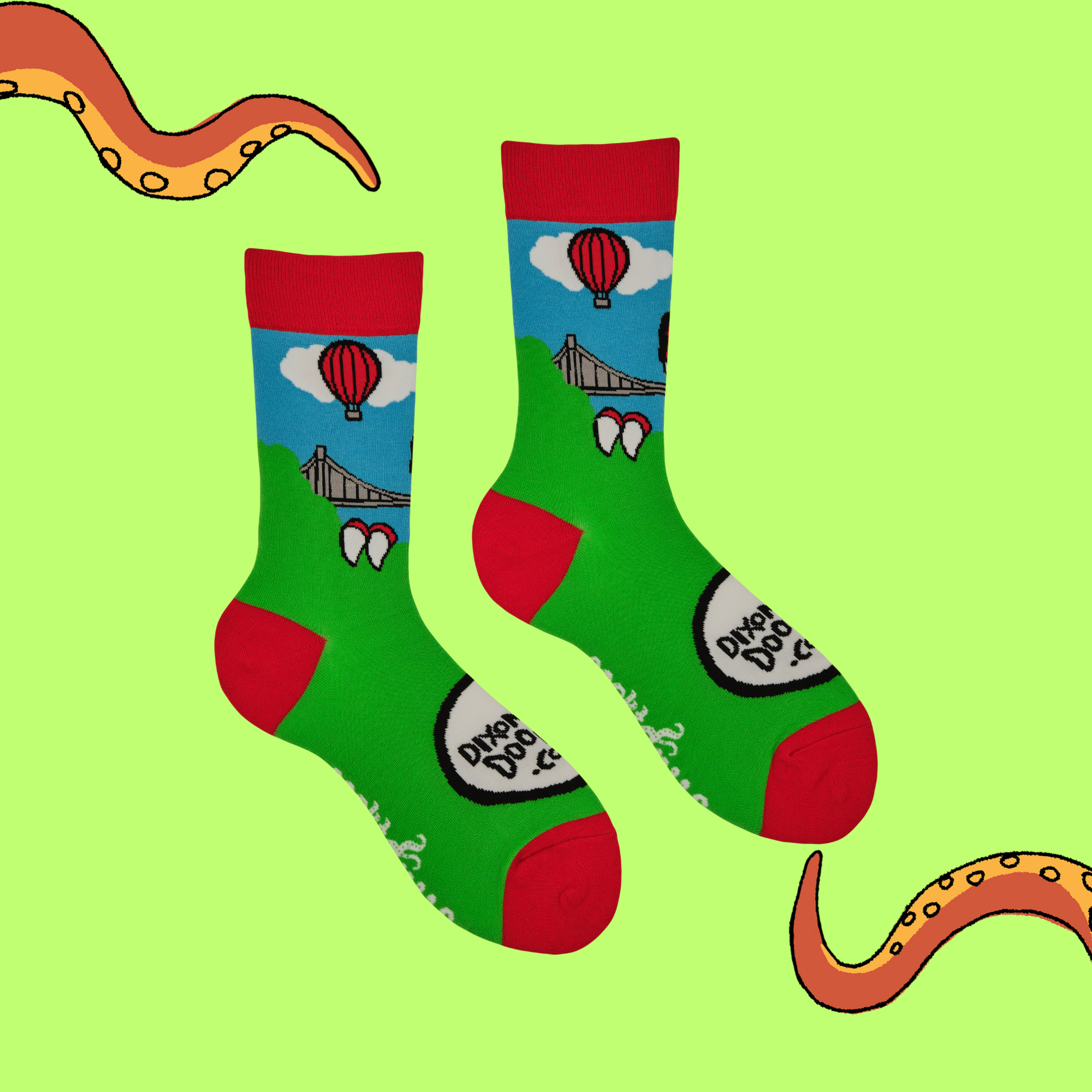 Dixon Does Doodles - Bristol Dino Bridge Socks (XS-SIZE)
