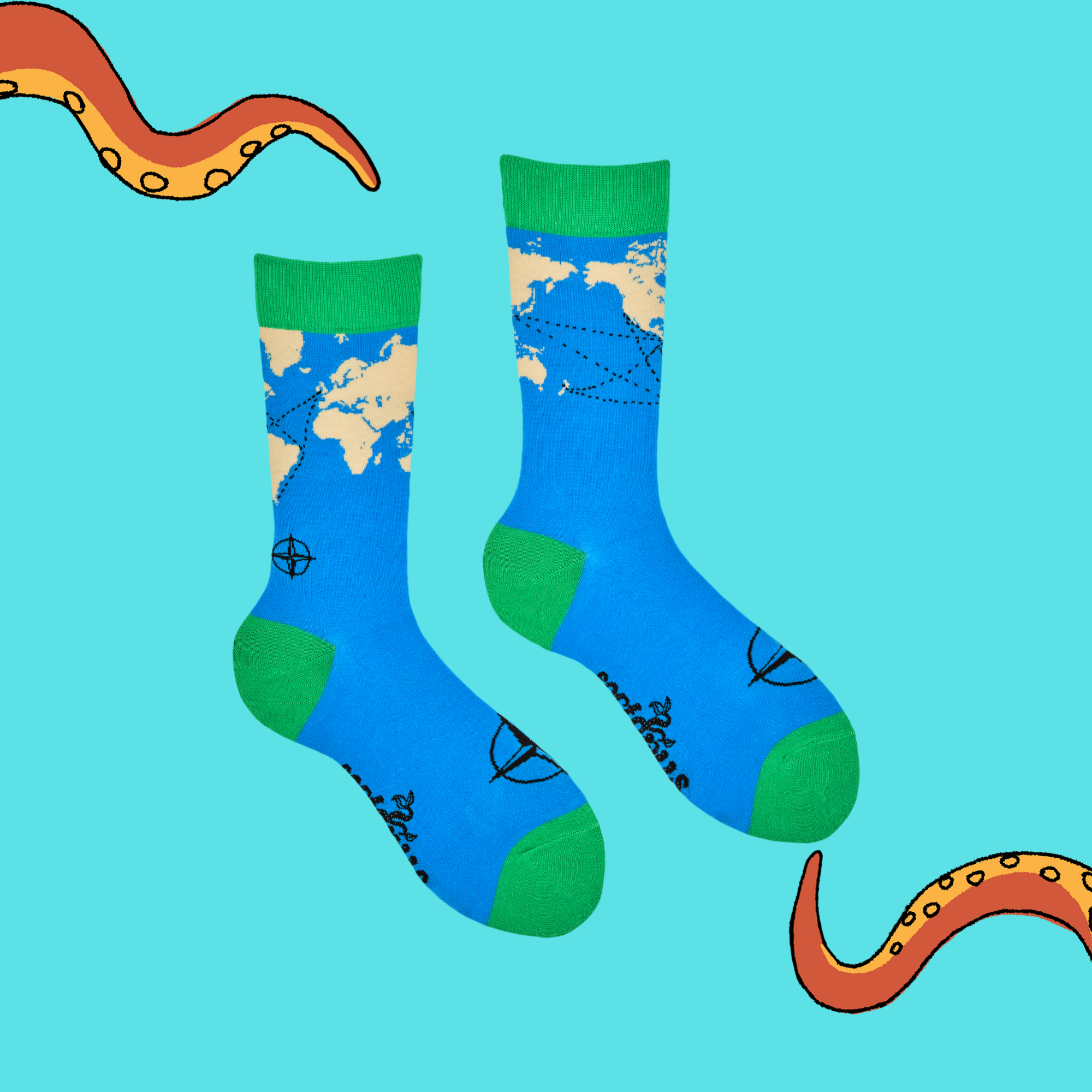 World Map Bamboo Socks