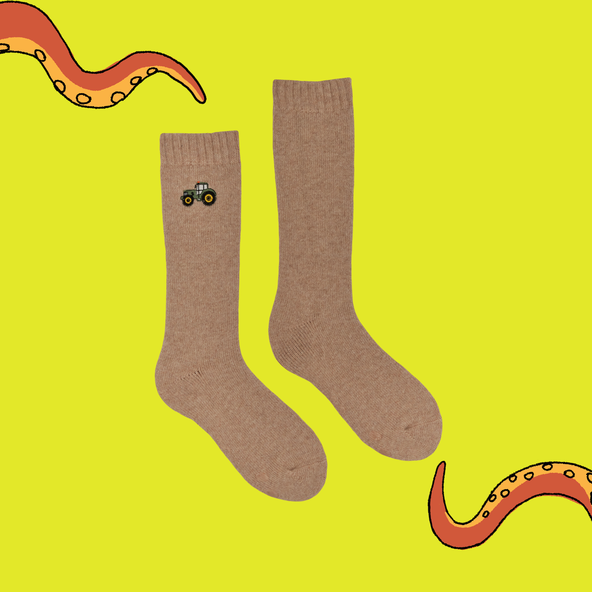 Tractor Embroidered Boot Socks