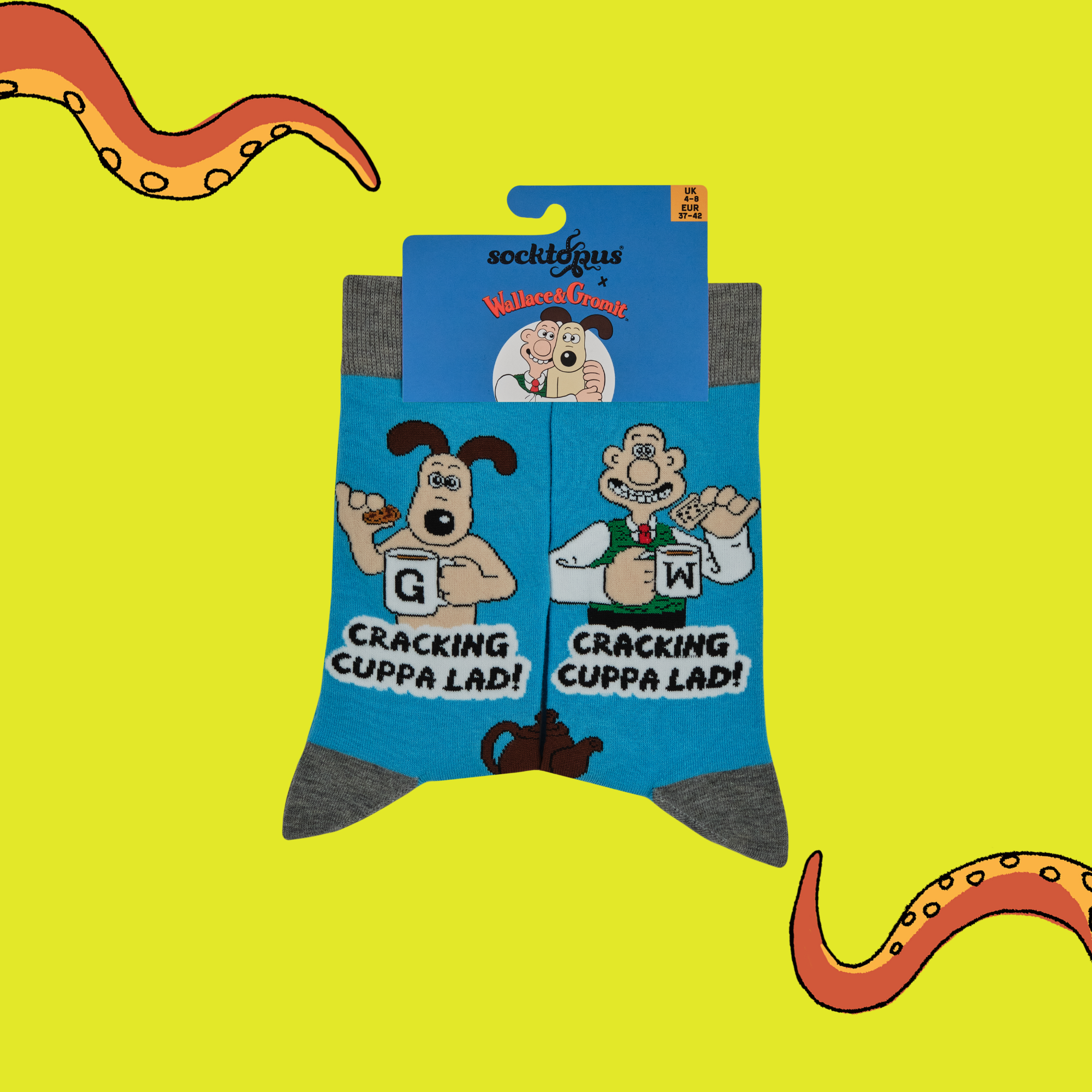 Cracking Cuppa Lad Socks - Wallace and Gromit