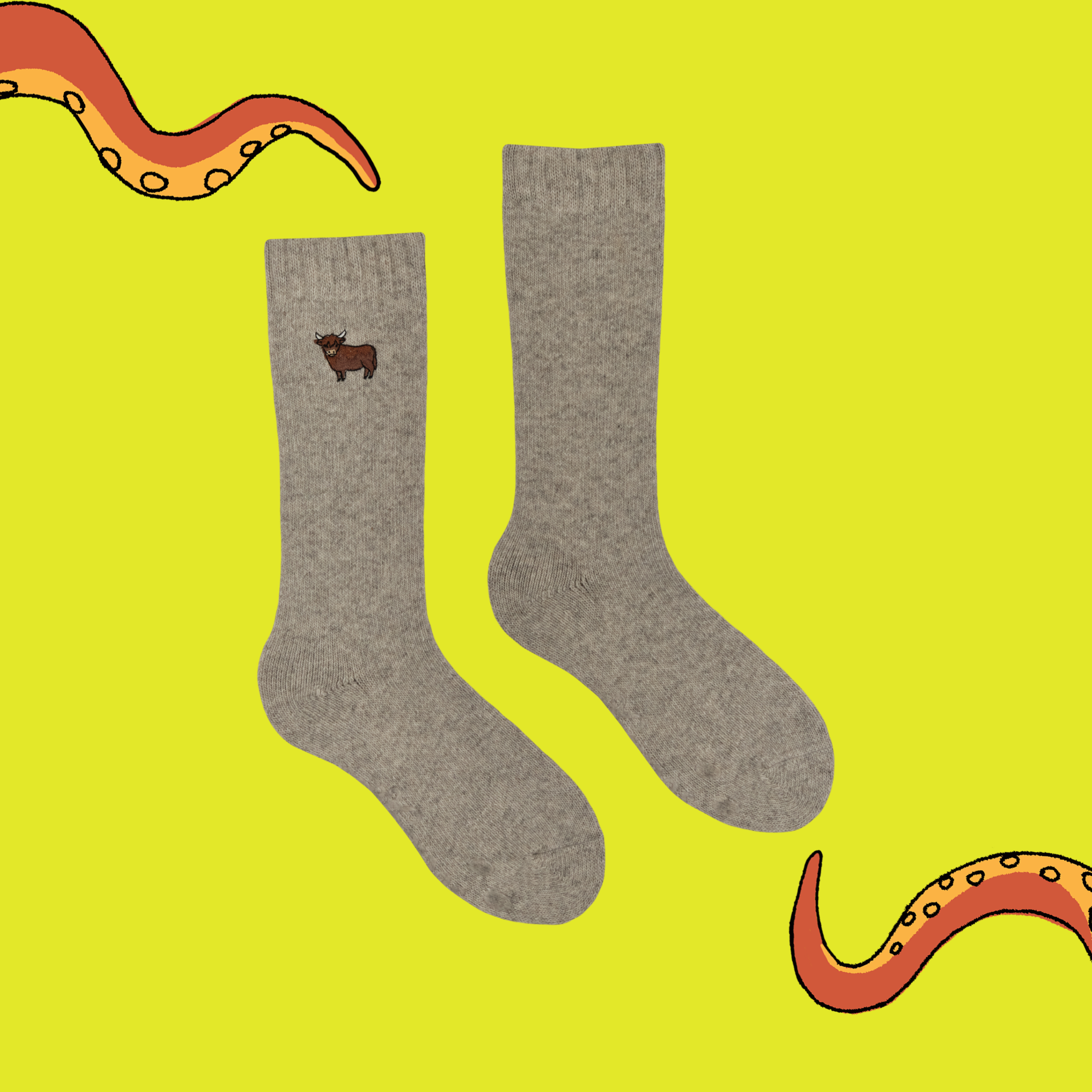 Highland Cow Embroidered Boot Socks