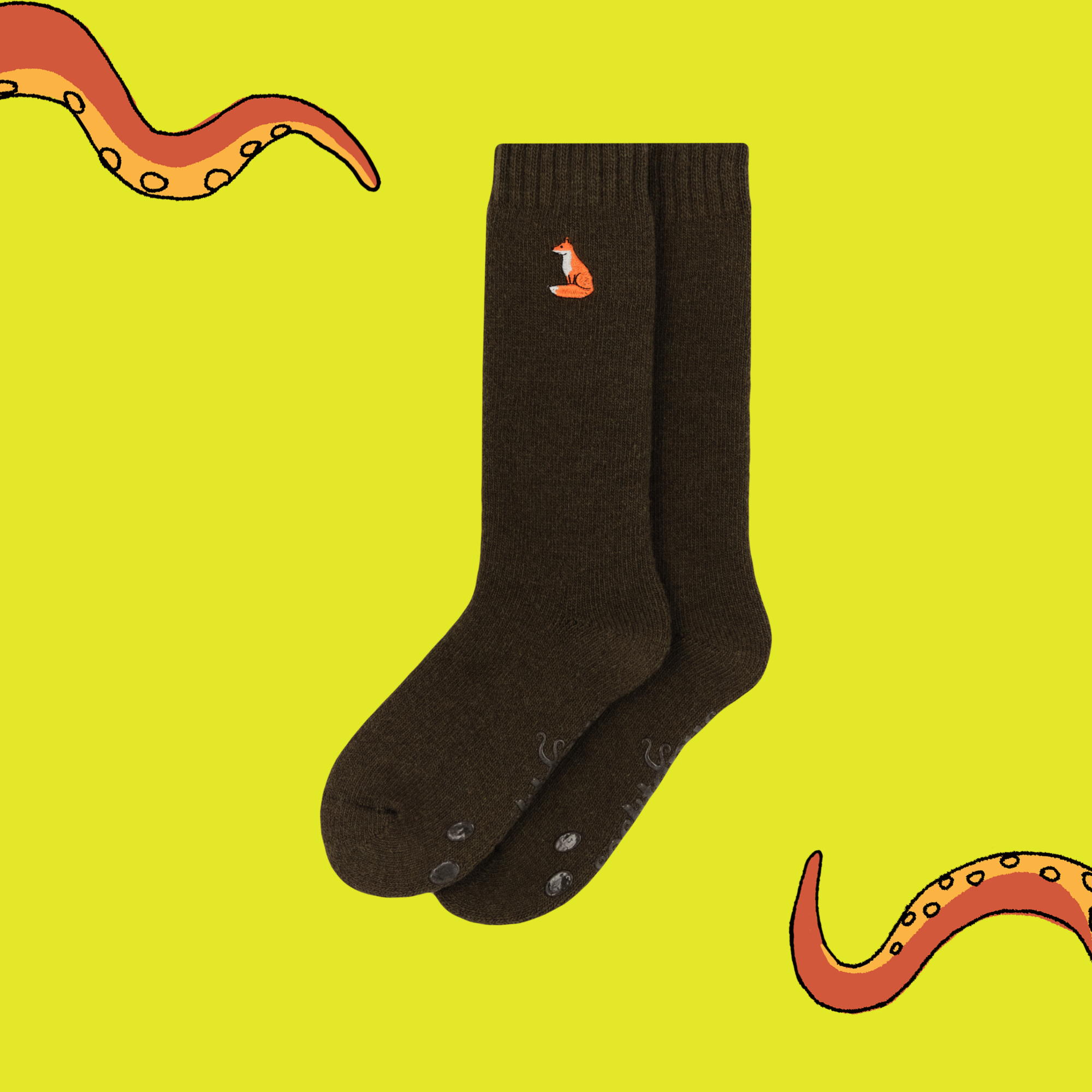 Fox Embroidered Boot Socks