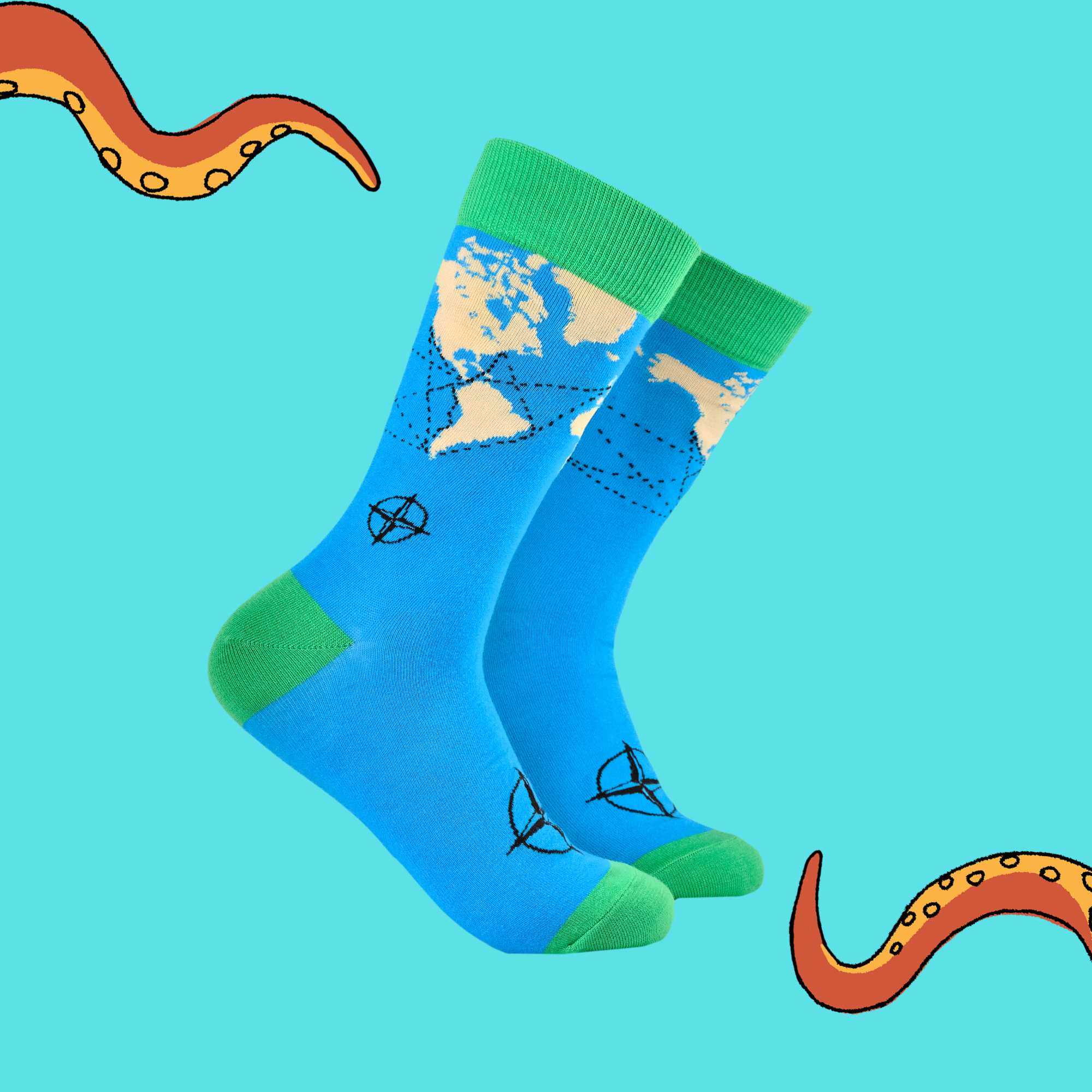 World Map Bamboo Socks