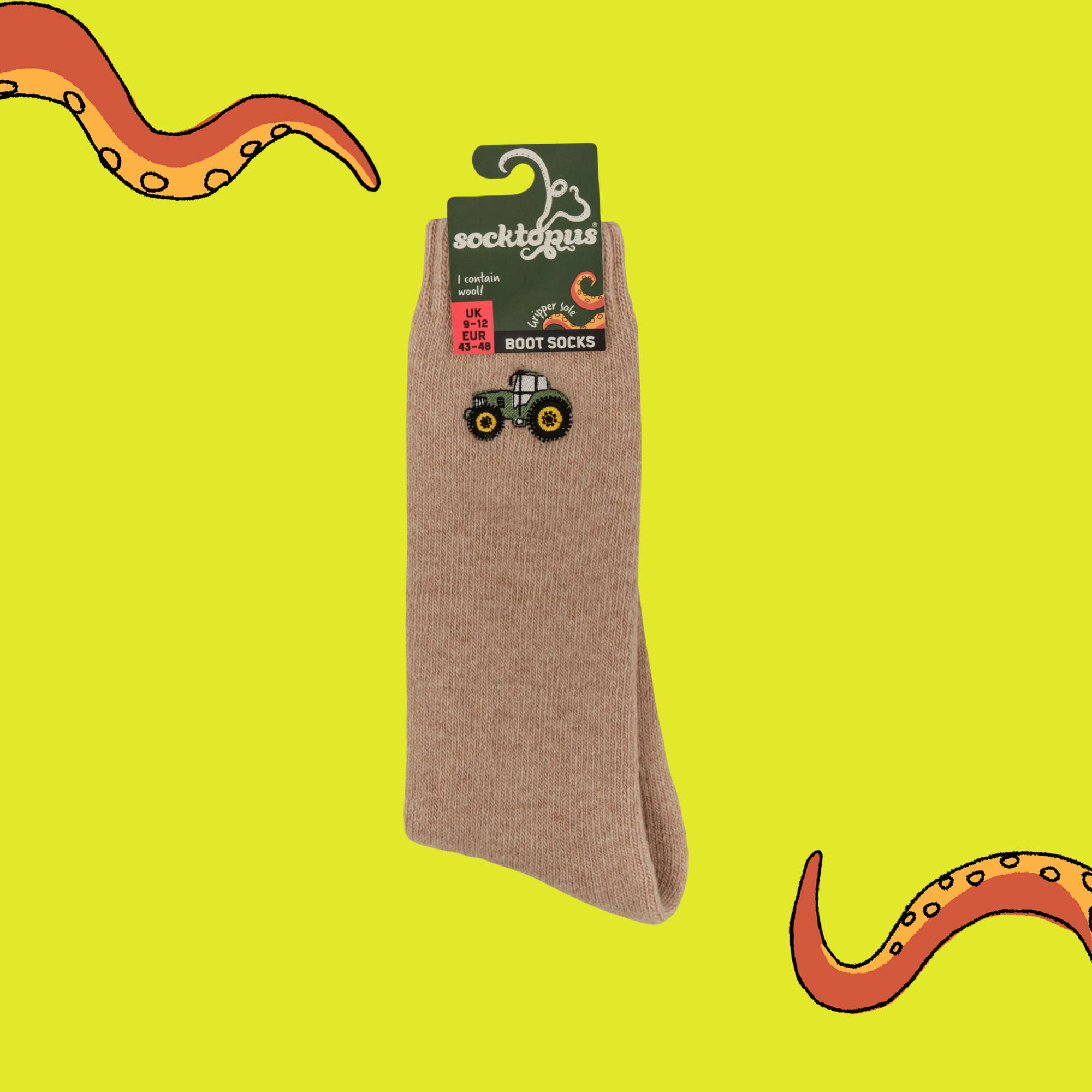 Tractor Embroidered Boot Socks