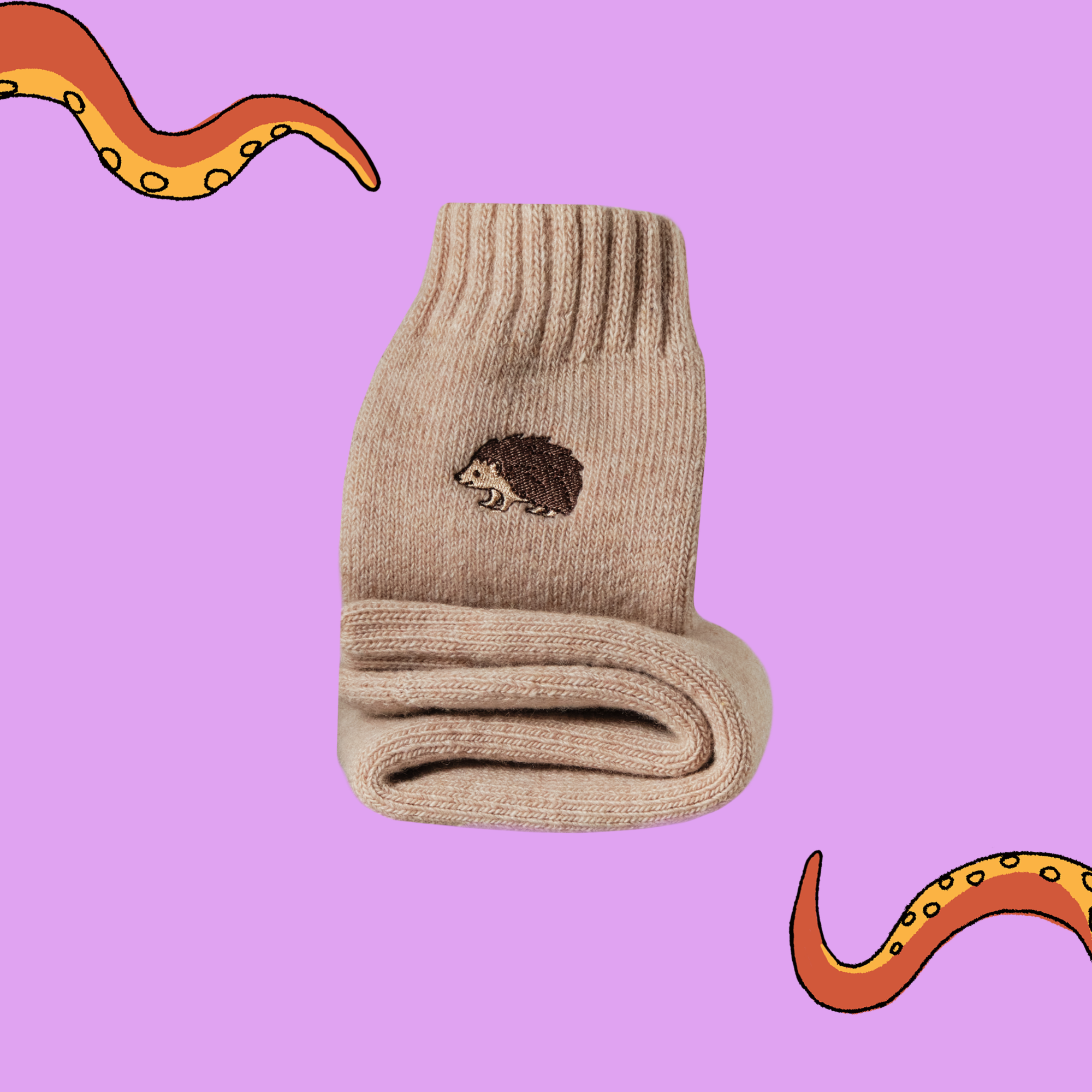 Hedgehog Embroidered Boot Socks