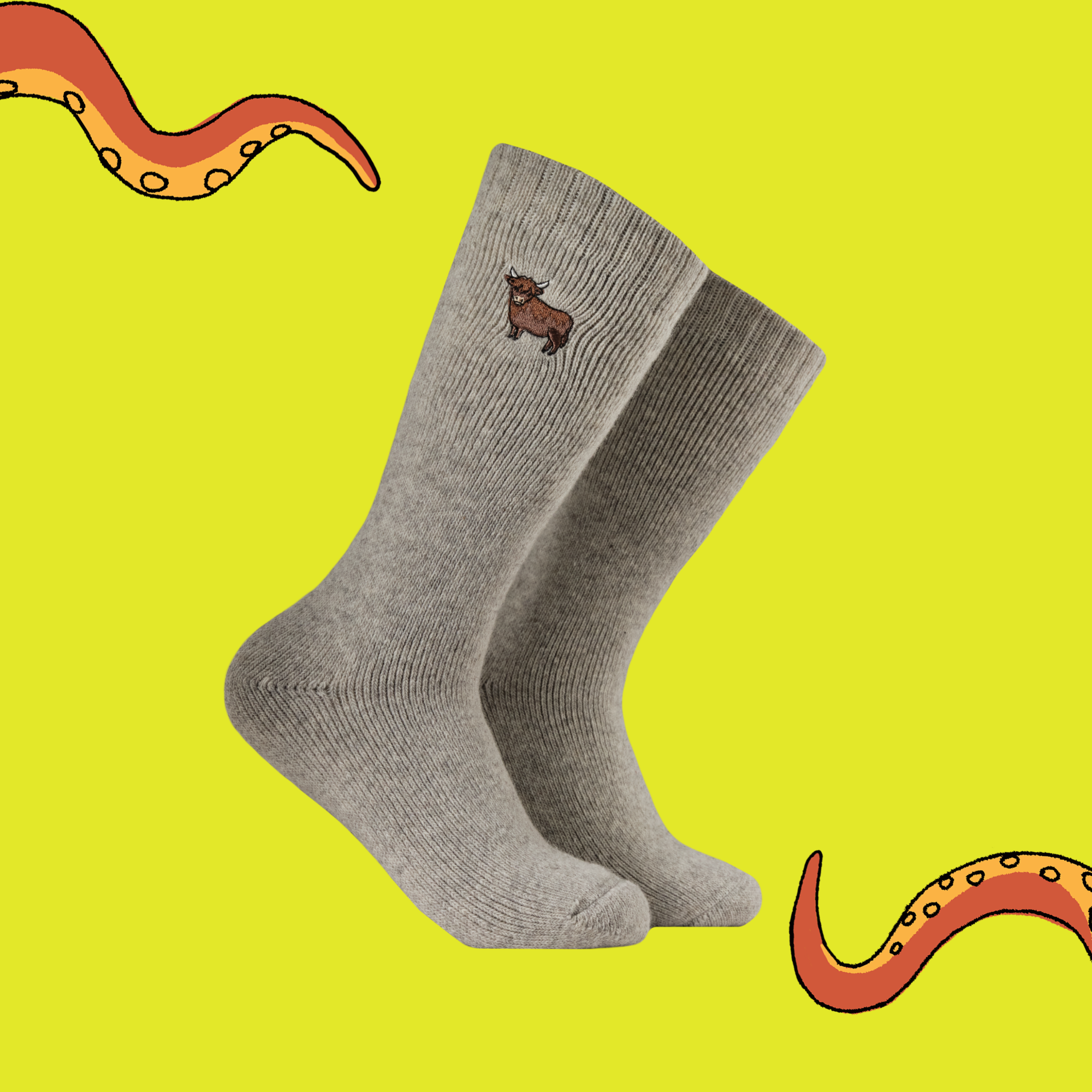Highland Cow Embroidered Boot Socks