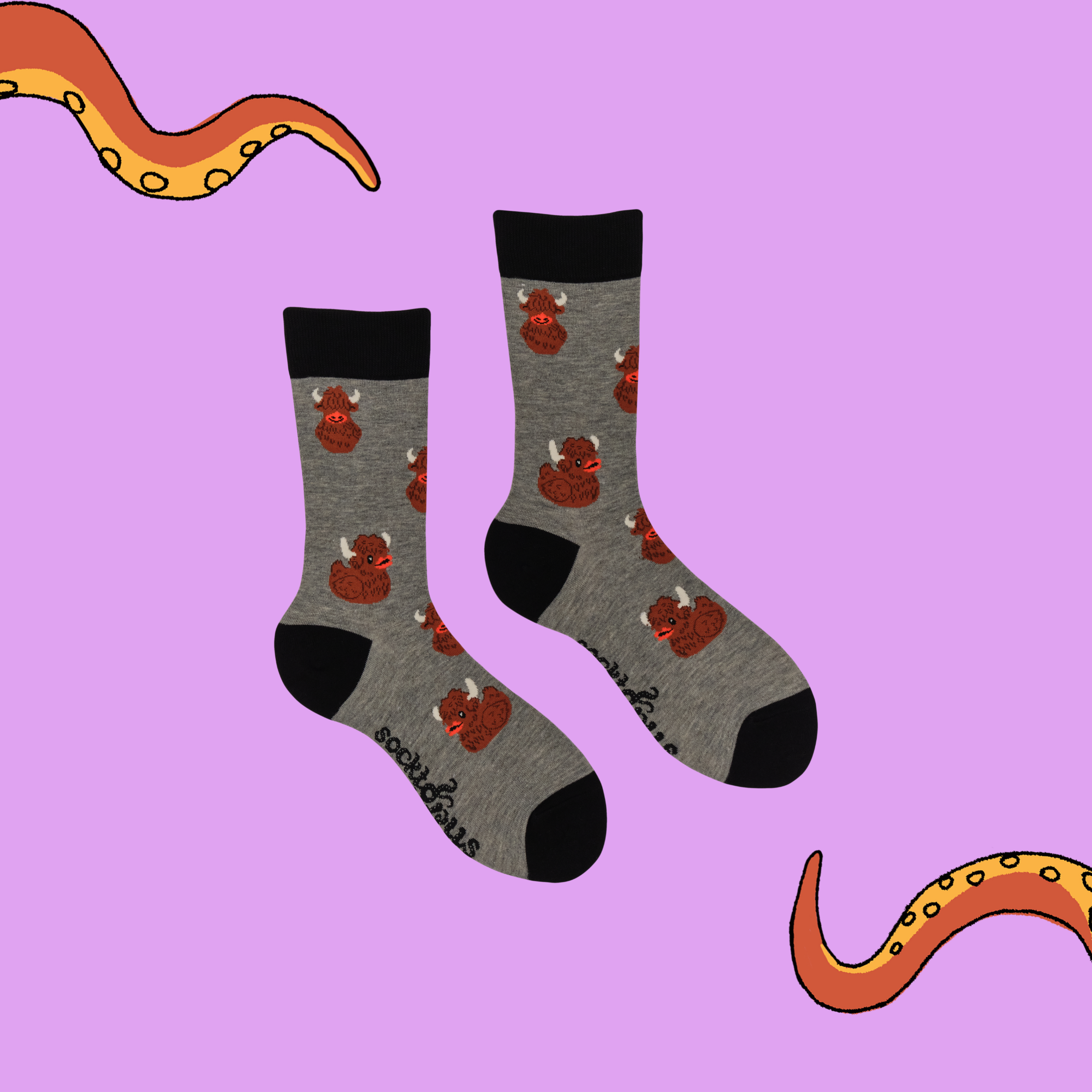 Highland Coo Rubber Duck Socks