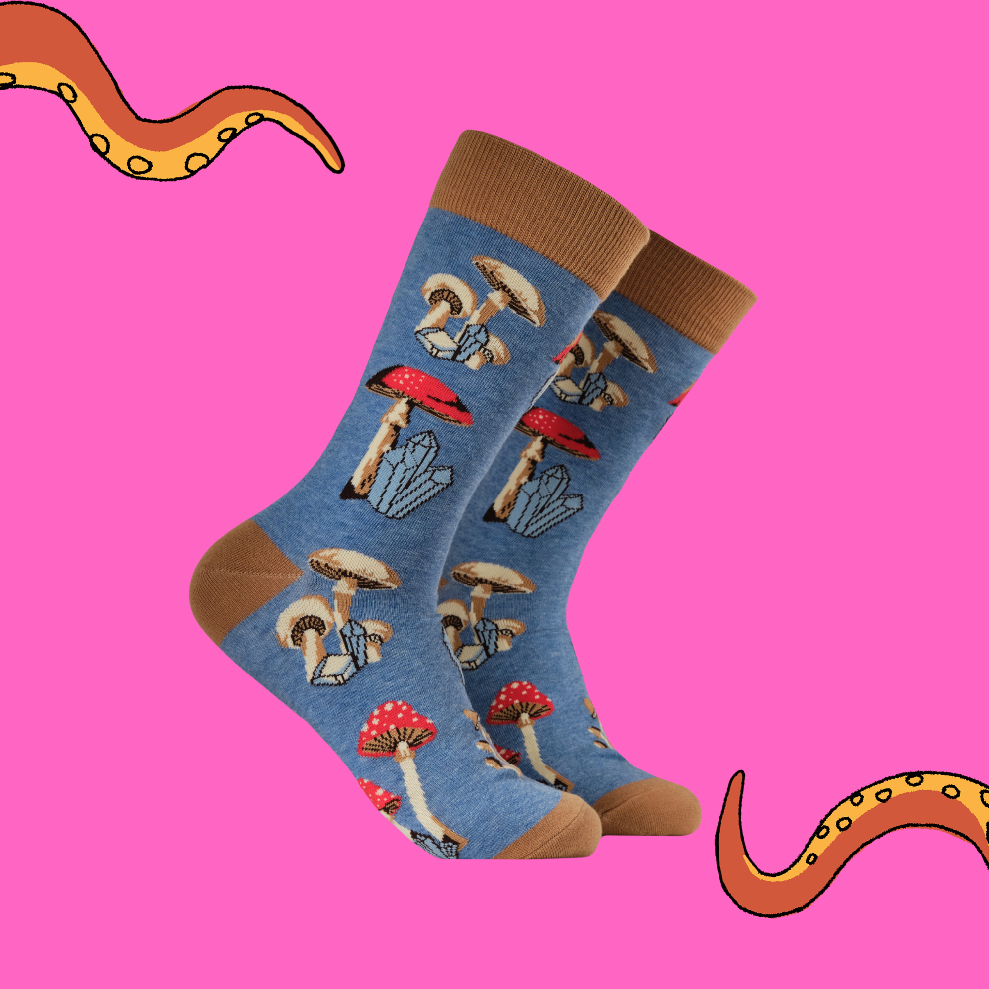 Crystals and Mushrooms Socks - Good Vibes and Fun-Gis
