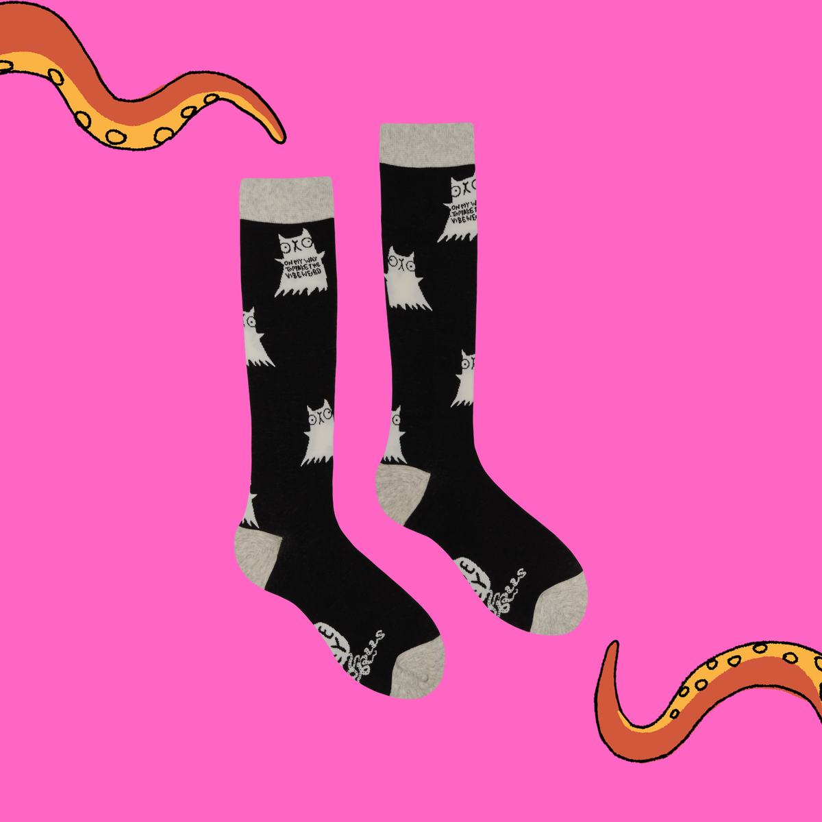 On My Way to Make the Vibe Weird Knee High Socks - Socktopus X Katie Abey