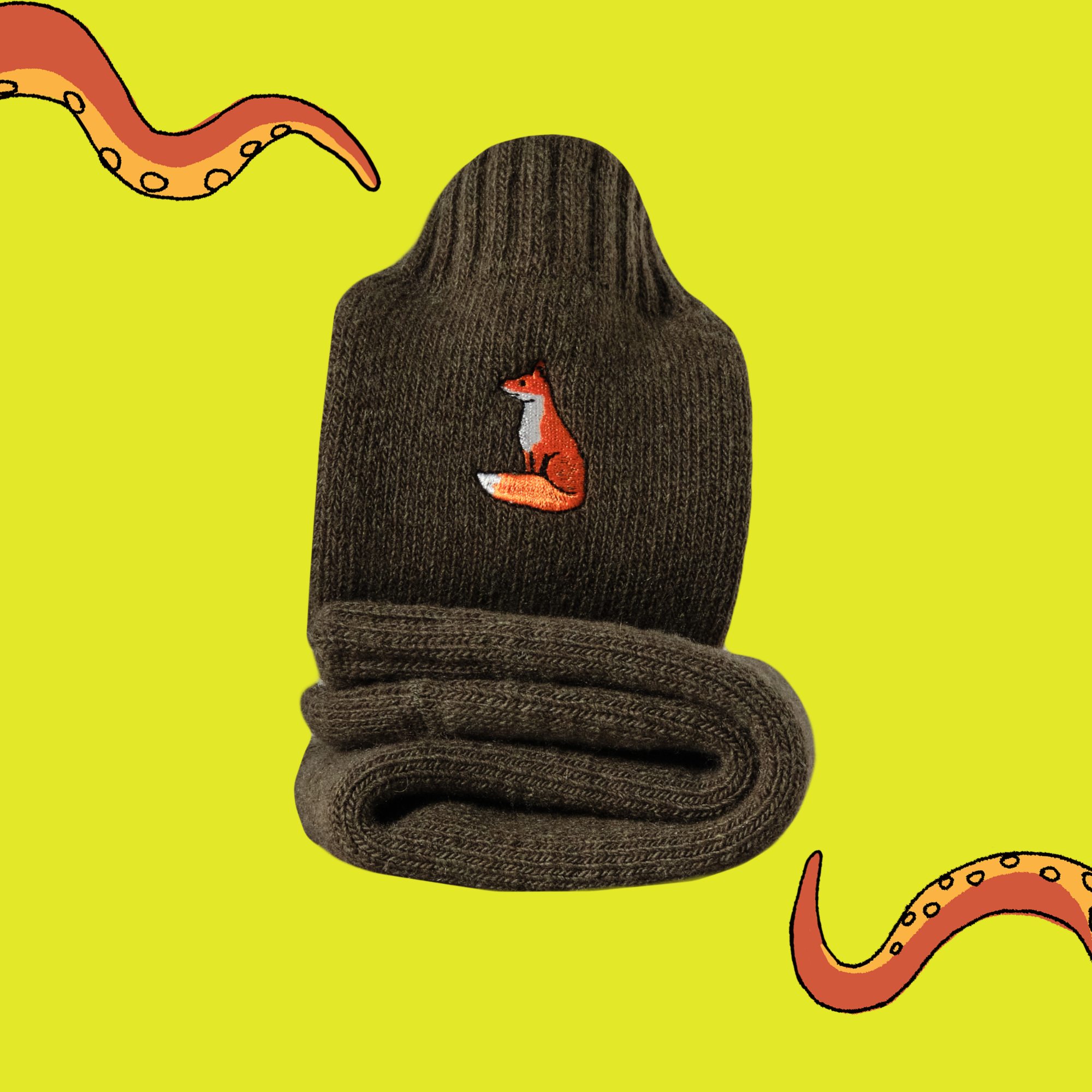 Fox Embroidered Boot Socks