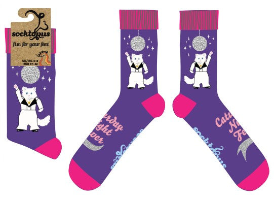 Cat Socks - Caturday Night Fever