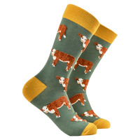 Fluffy Hereford Cow Socks