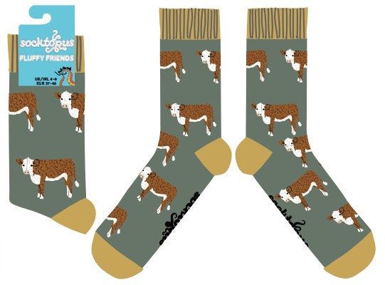 Fluffy Hereford Cow Socks