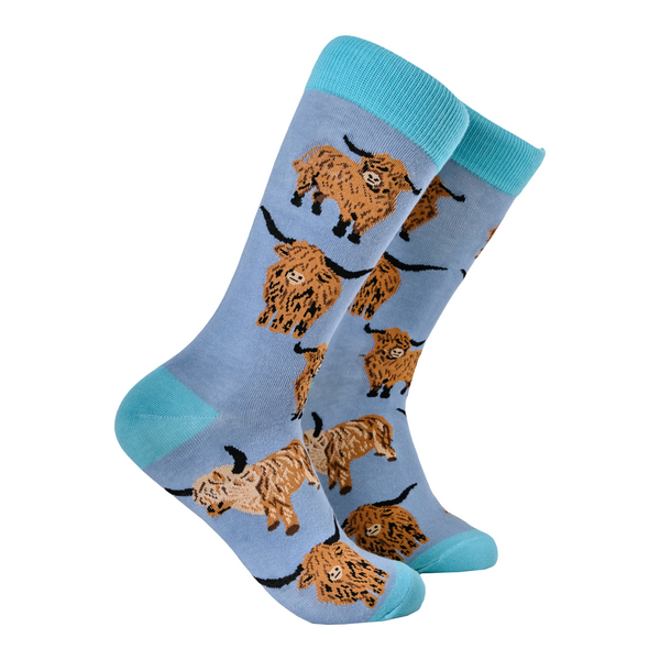 Highland Cow Socks - Och Aye the Moo! - LARGE DENIM