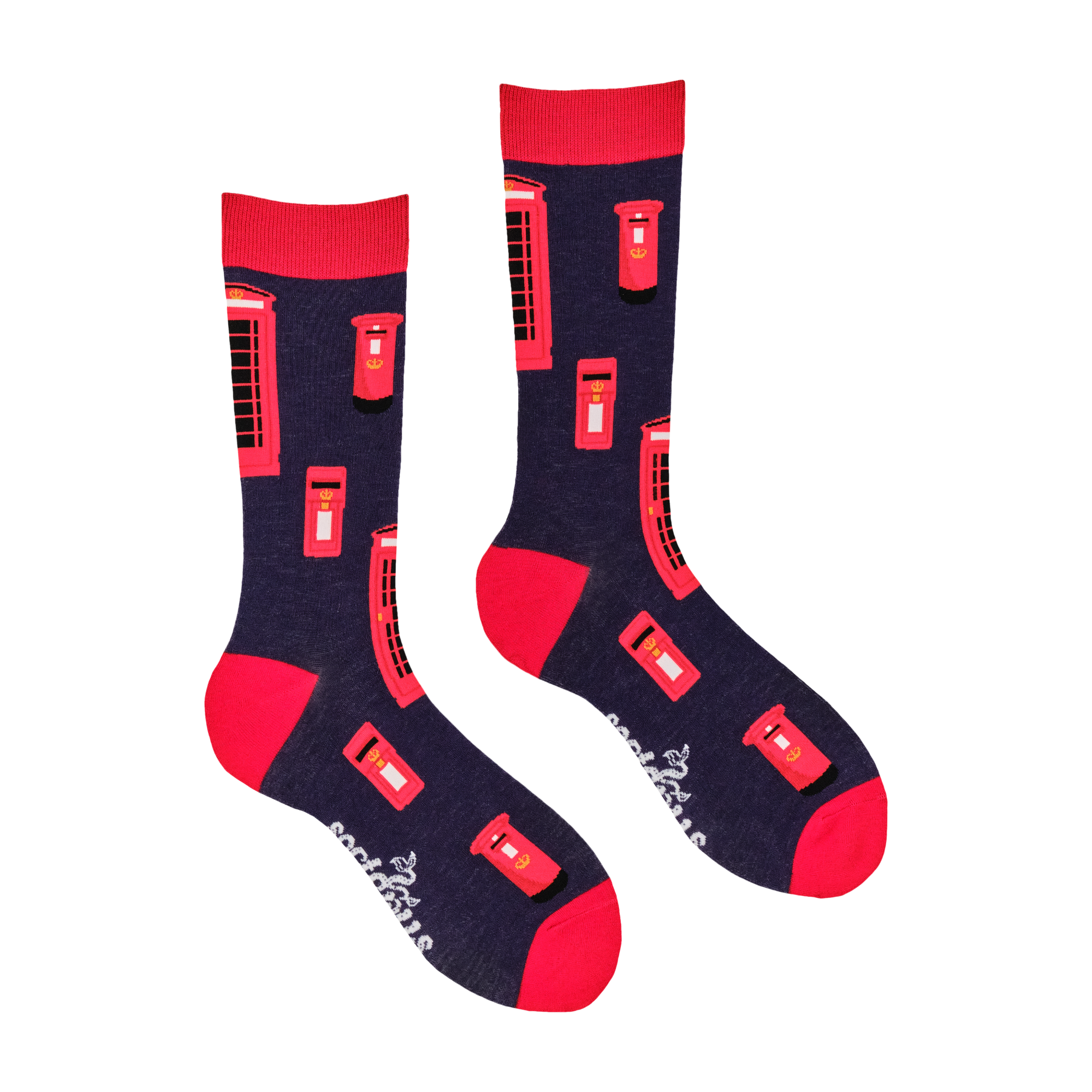 Telephone Socks - Red Boxes Bamboo