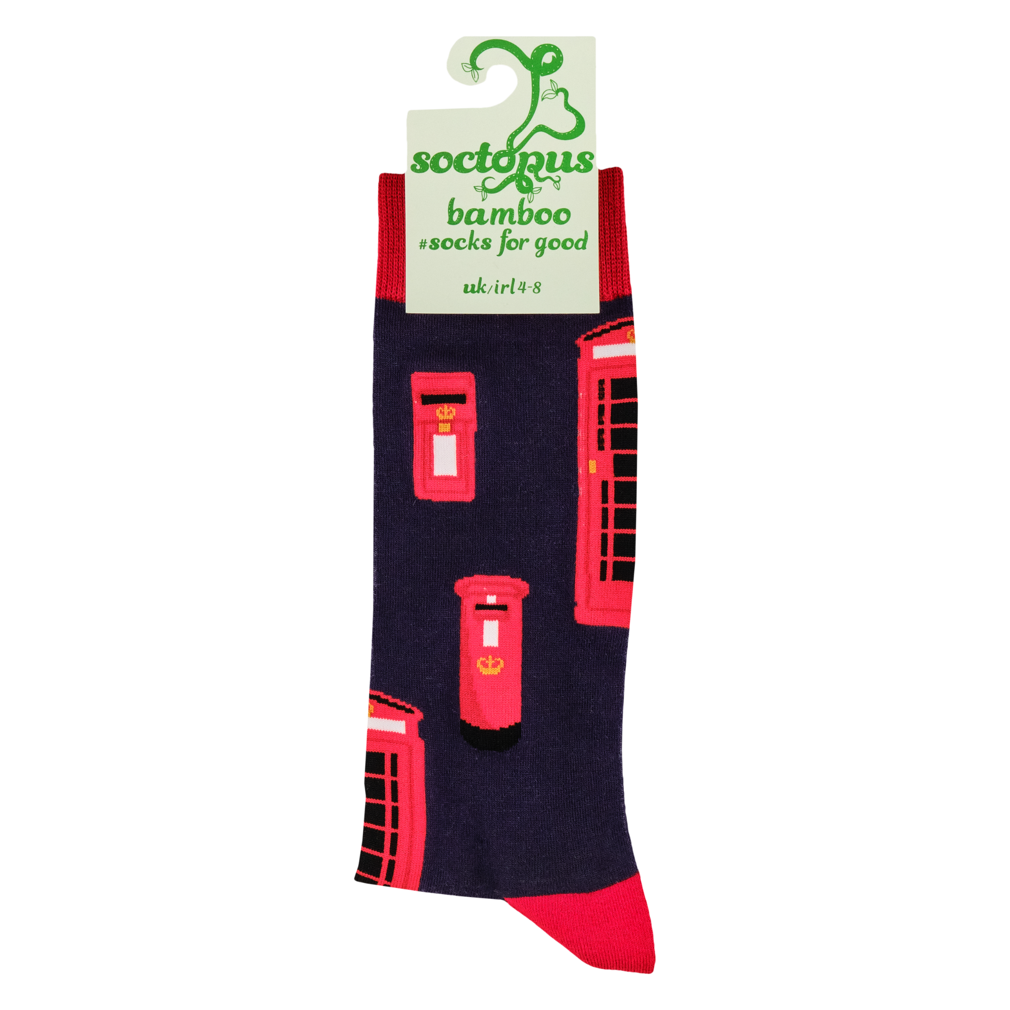 Telephone Socks - Red Boxes Bamboo