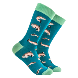 Salmon a Leaping Bamboo Socks