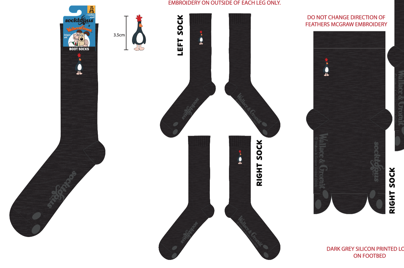 Feathers Boot Socks - Wallace and Gromit
