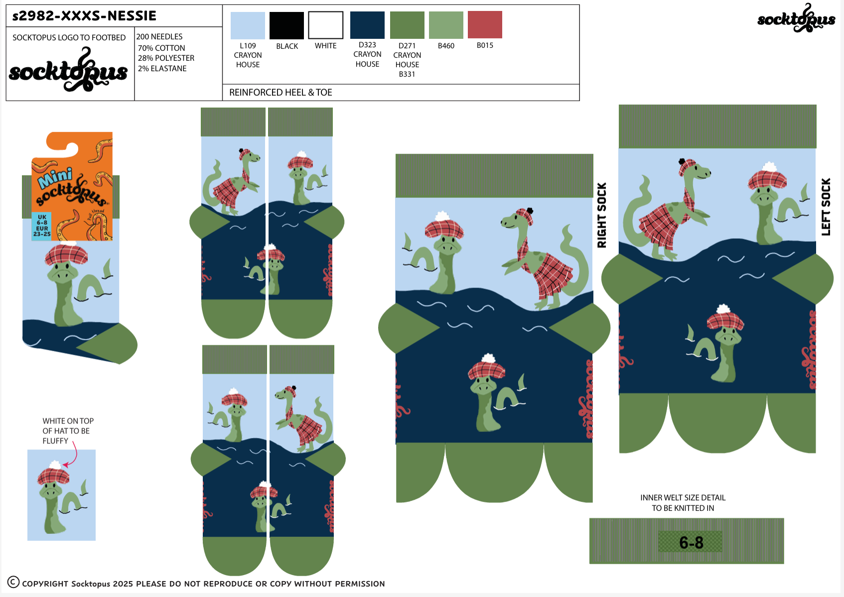 Loch Ness Monster Socks - Nessie (XS-SIZE)