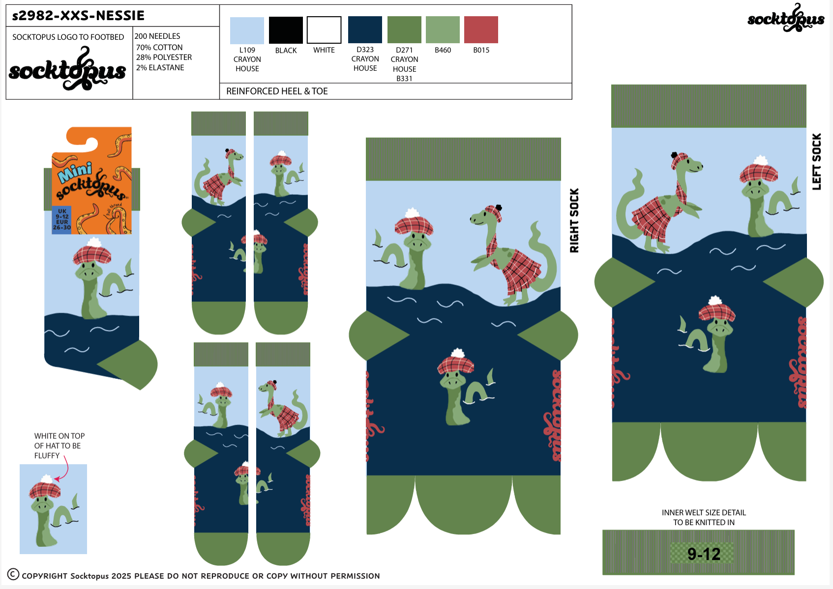 Loch Ness Monster Socks - Nessie (XS-SIZE)