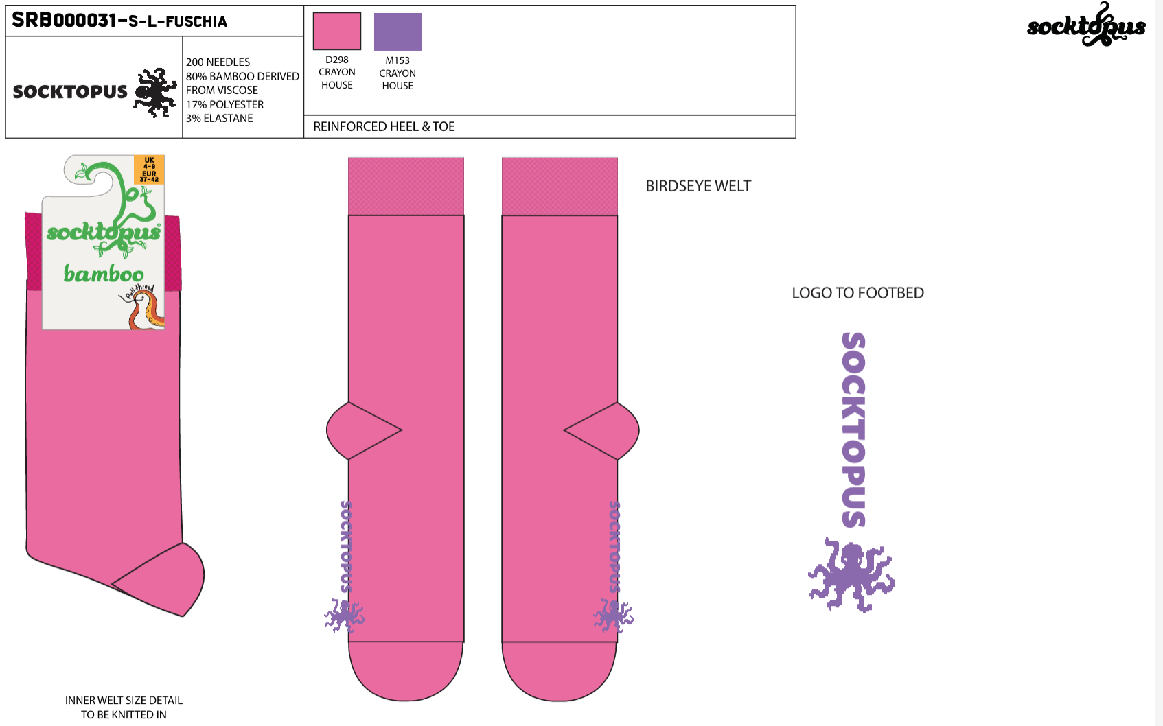 Pink Gin - Bamboo Colours Socks