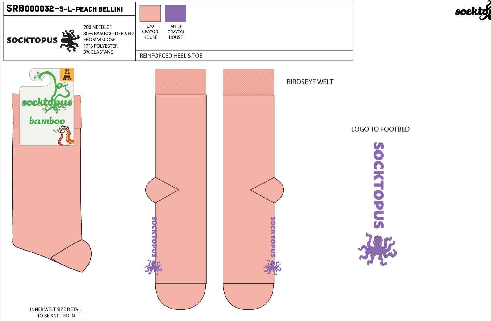 Peach Bellini - Bamboo Colours Socks