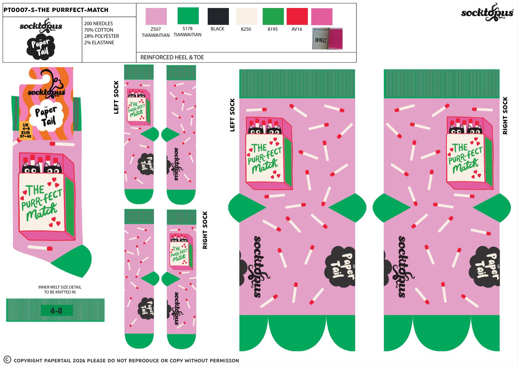 The Purrfect Match Socks - Paper Tails