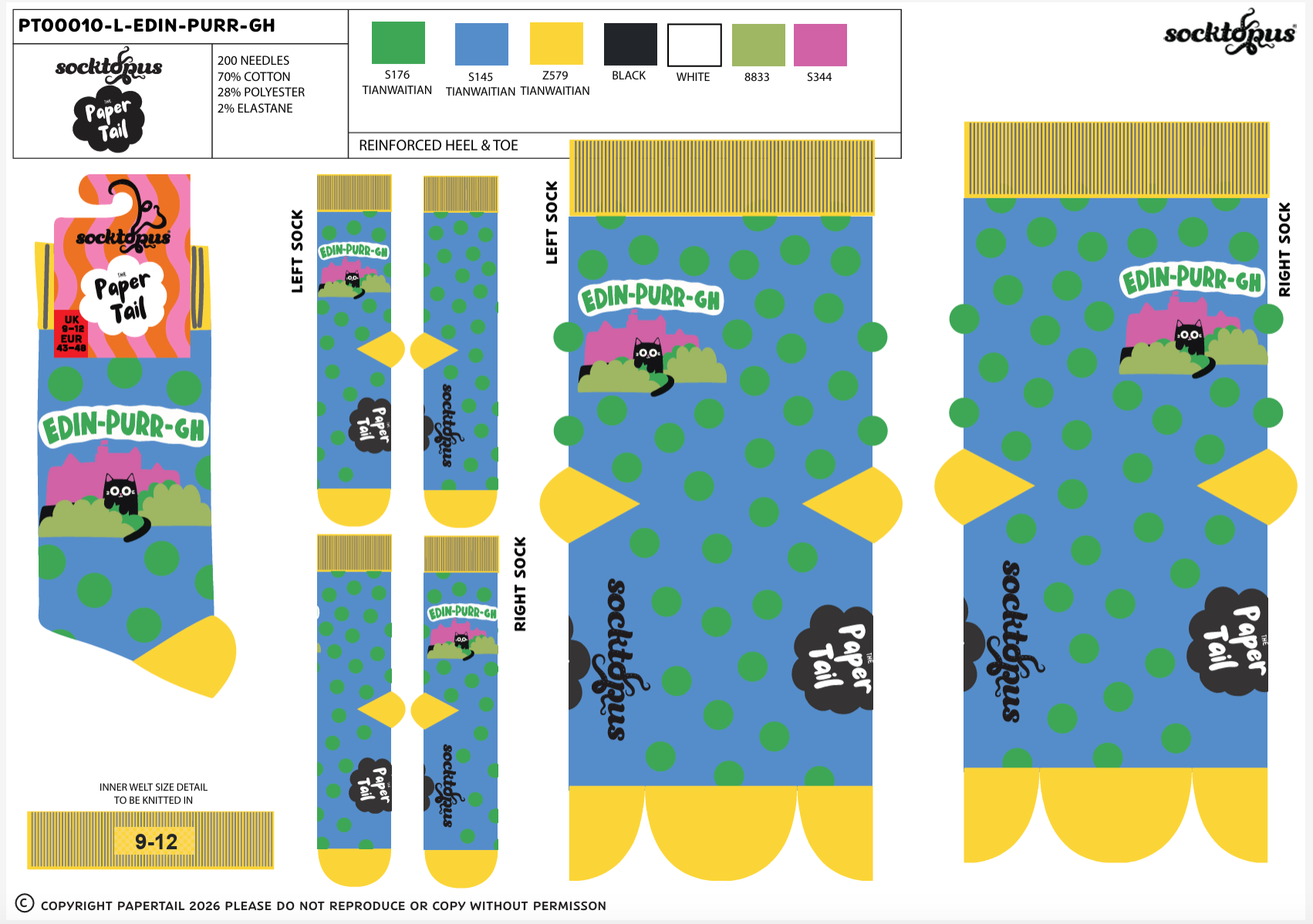 Edin-Purr-gh Socks - Paper Tails