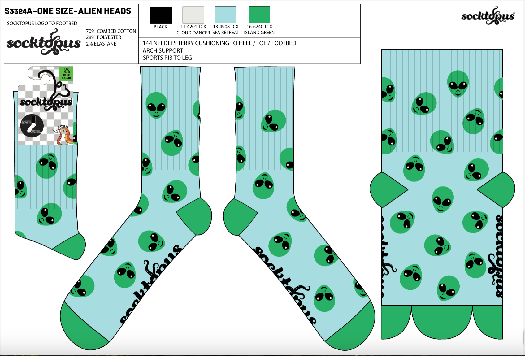 Alien Heads Athletic Socks
