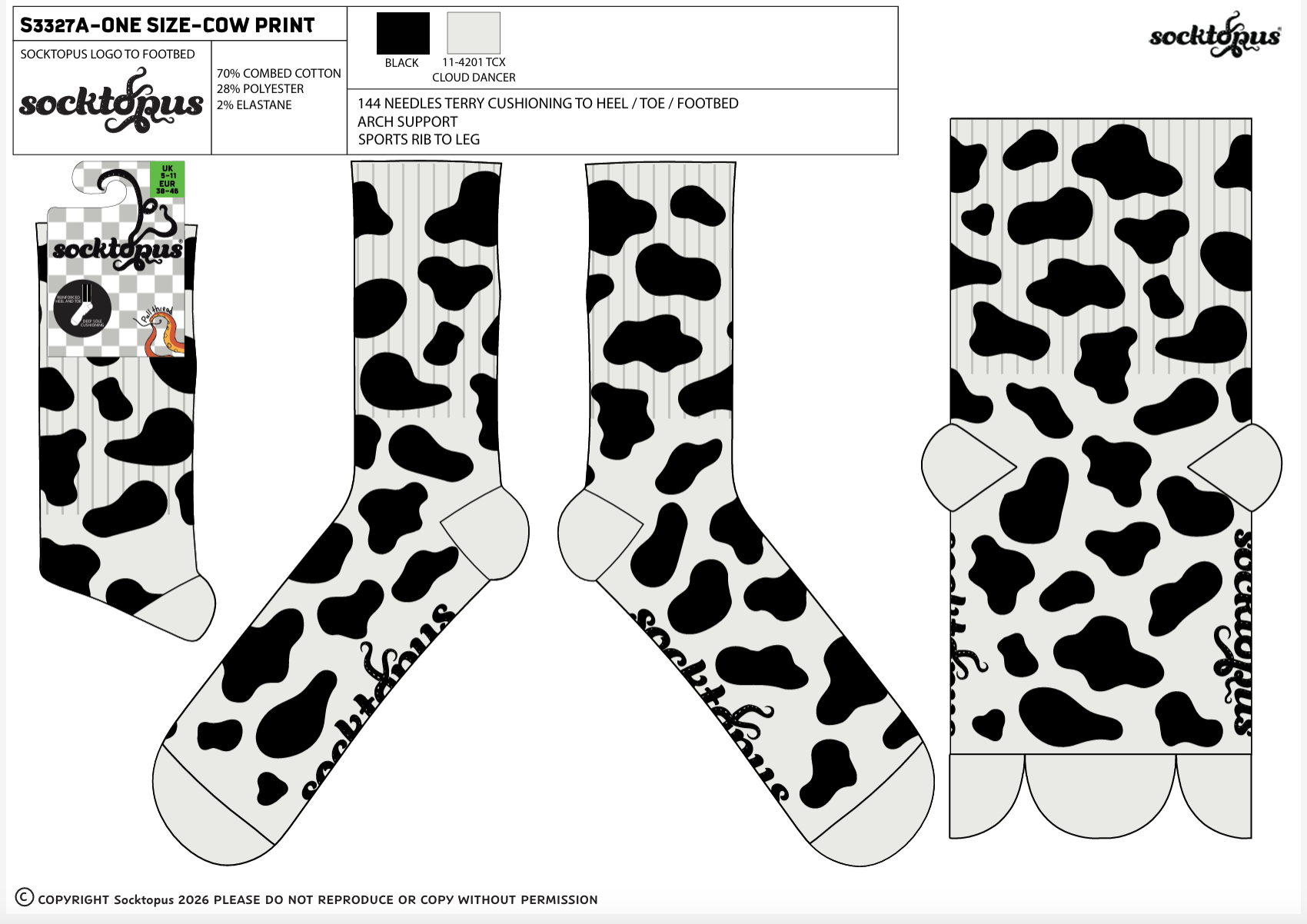 Cow Print Athletic Socks