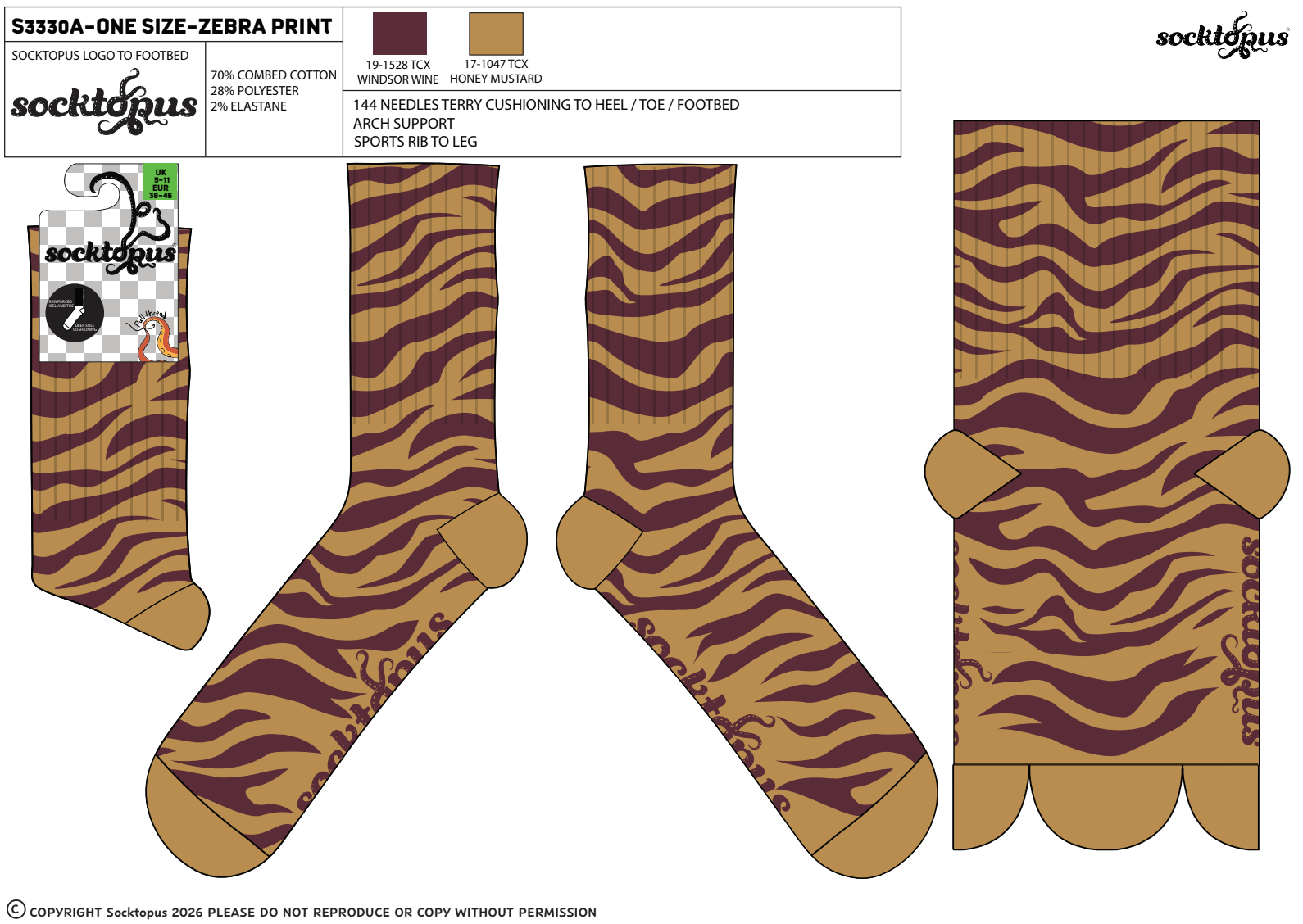 Zebra Print Athletic Socks