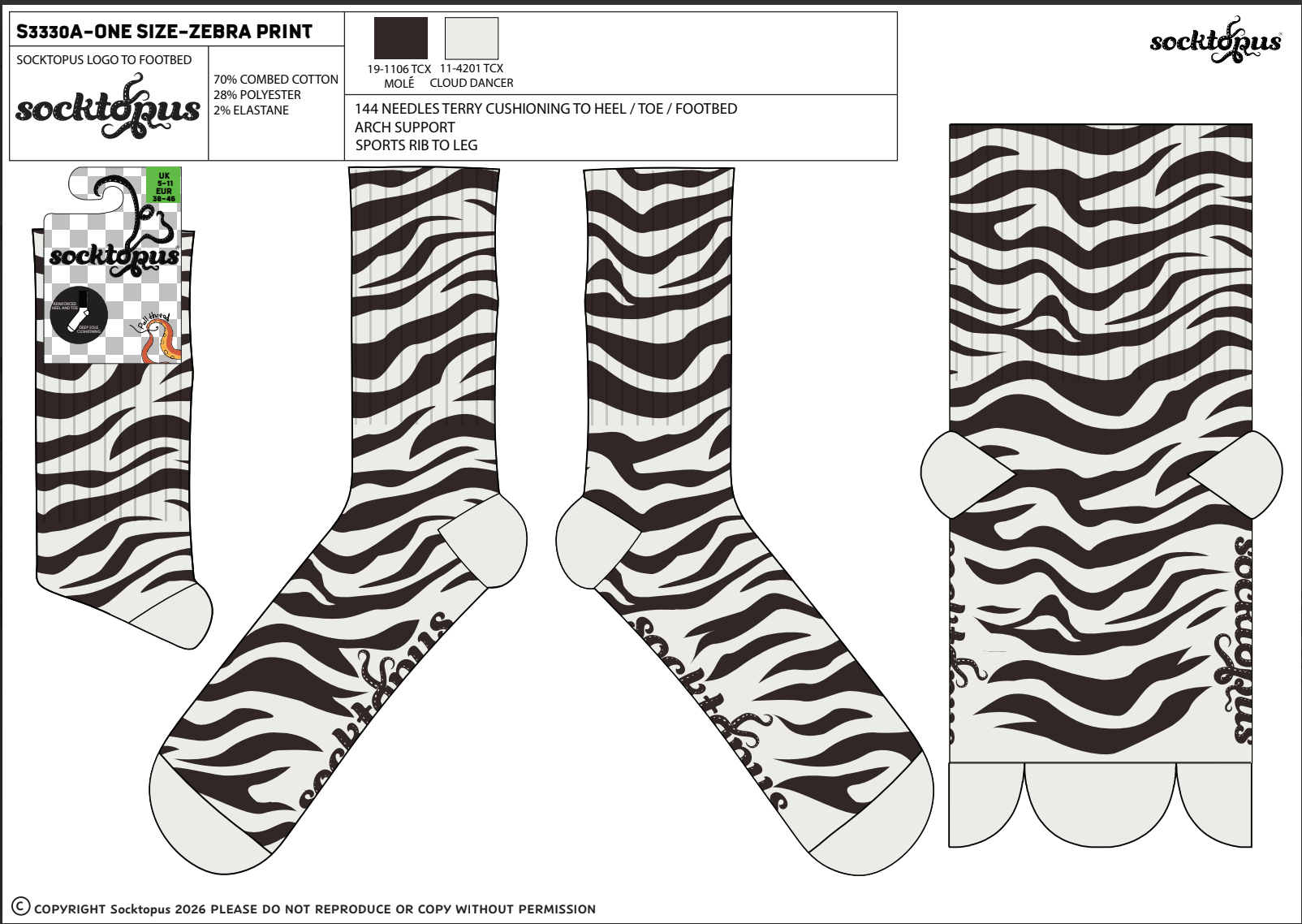 Zebra Print Athletic Socks