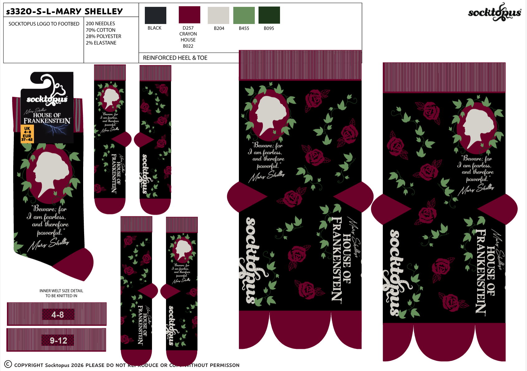 Mary Shelley Socks - Socktopus x House of Frankenstein