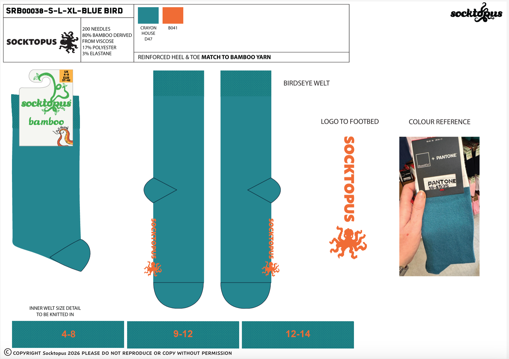 Blue Bird - Bamboo Colours Socks