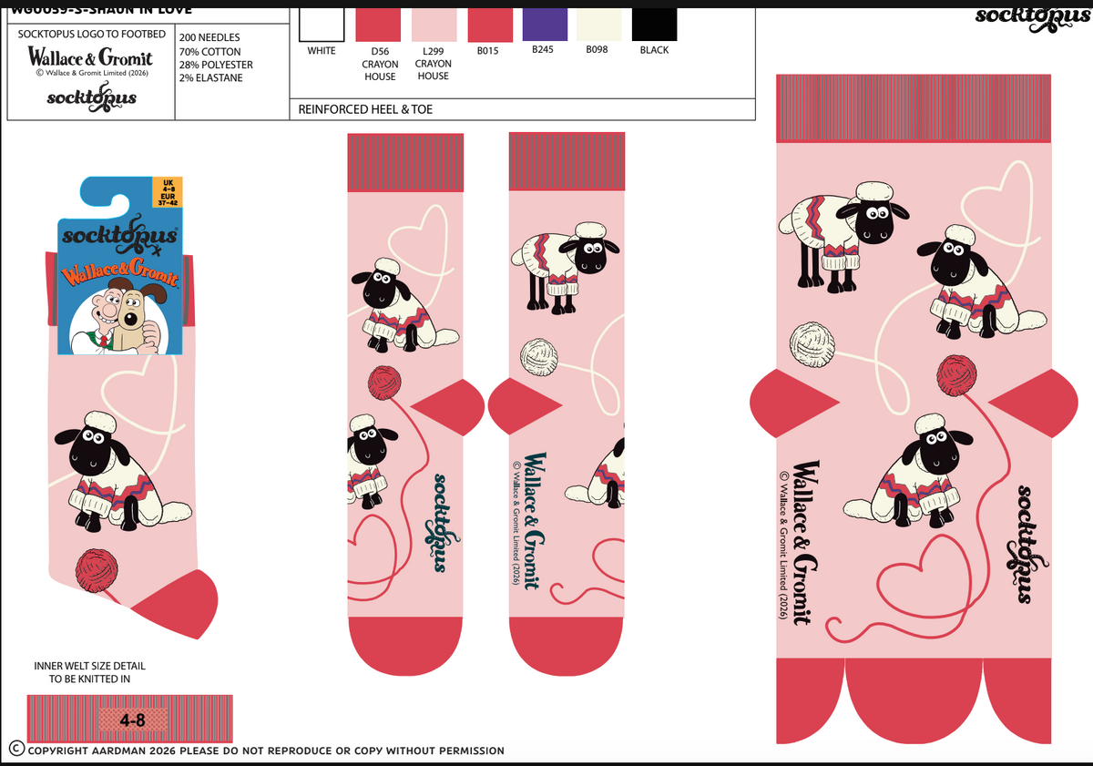 Shaun in Love Mini Socks - Wallace and Gromit