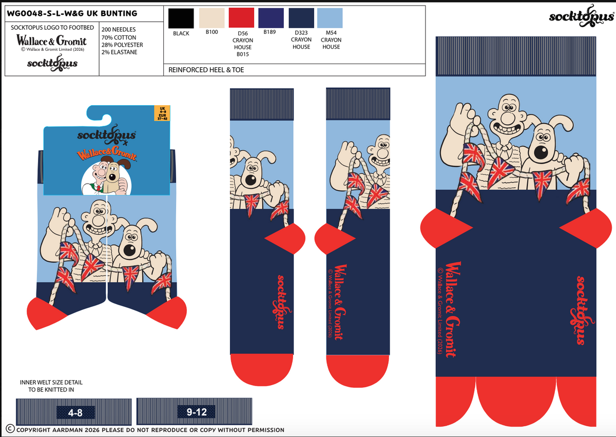 UK Bunting Socks - Wallace and Gromit